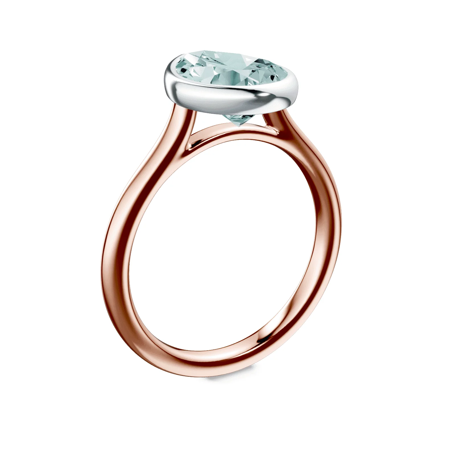 Pear Cut Cathedral Bezel Green Diamond Ring - Image 2