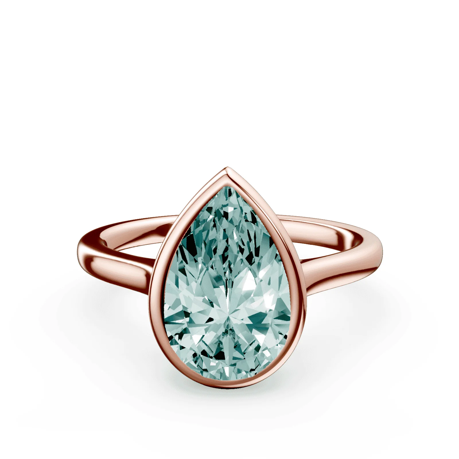 Pear Cut Cathedral Bezel Green Diamond Ring