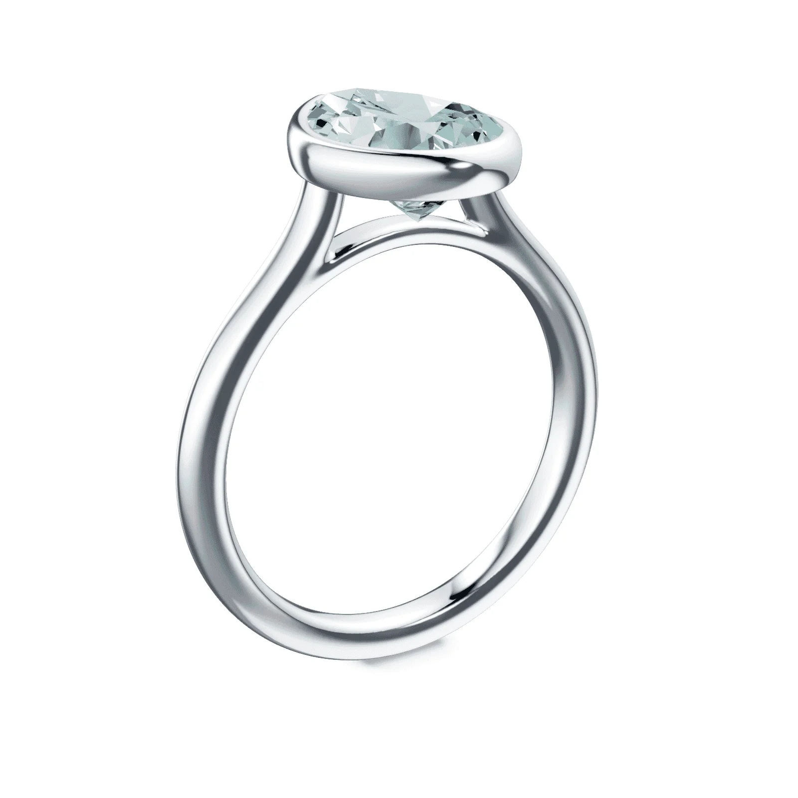 Pear Cut Cathedral Bezel Green Diamond Ring - Image 2