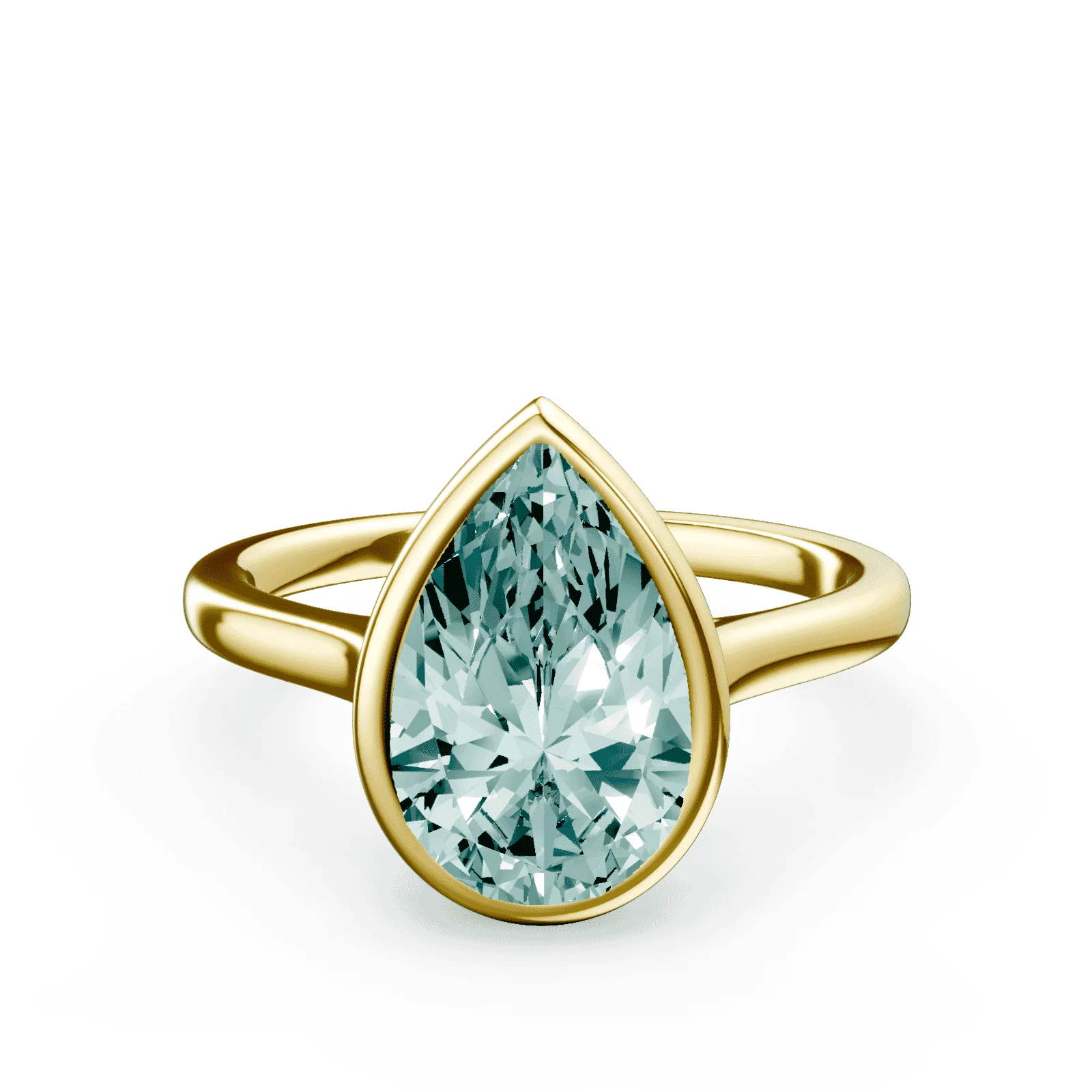 Pear Cut Cathedral Bezel Green Diamond Ring