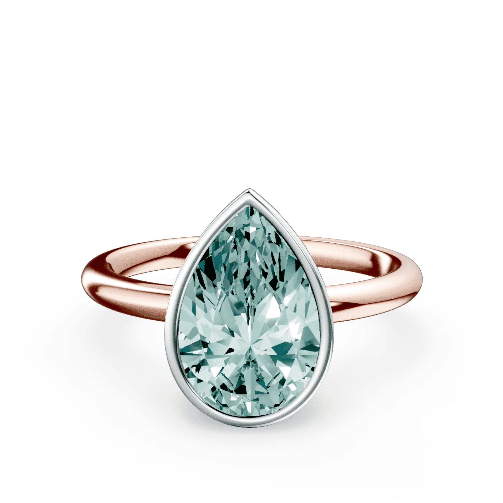 Pear Cut Bezel Green Diamond Ring