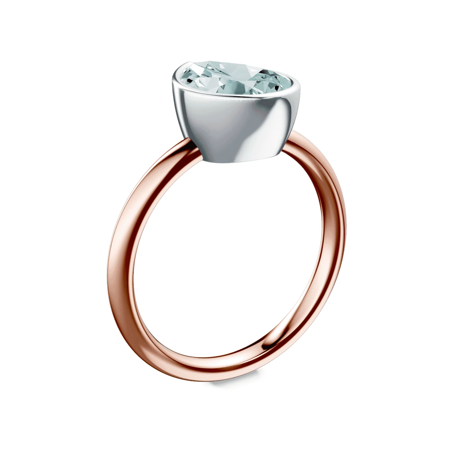 Pear Cut Bezel Green Diamond Ring - Image 2