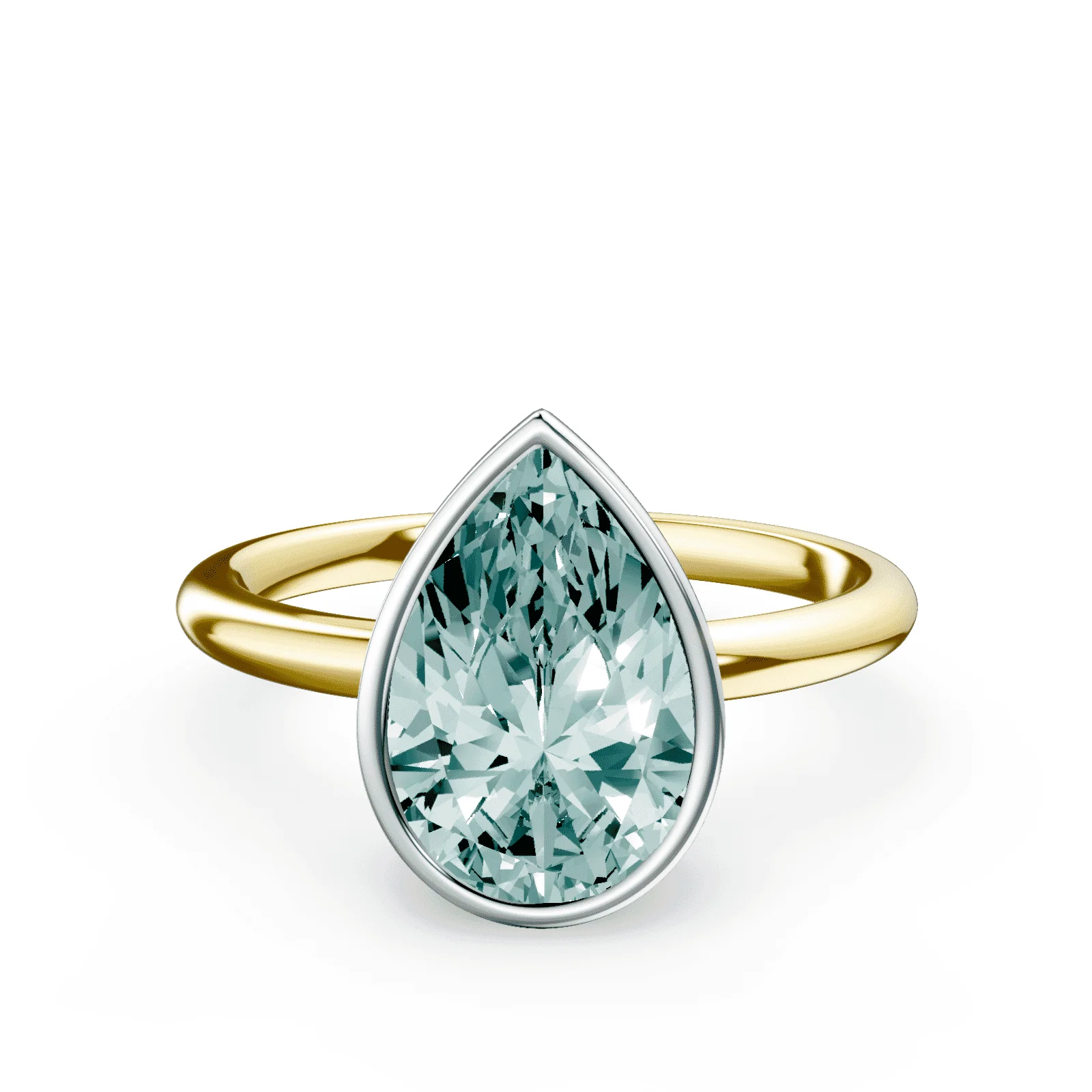 Pear Cut Bezel Green Diamond Ring
