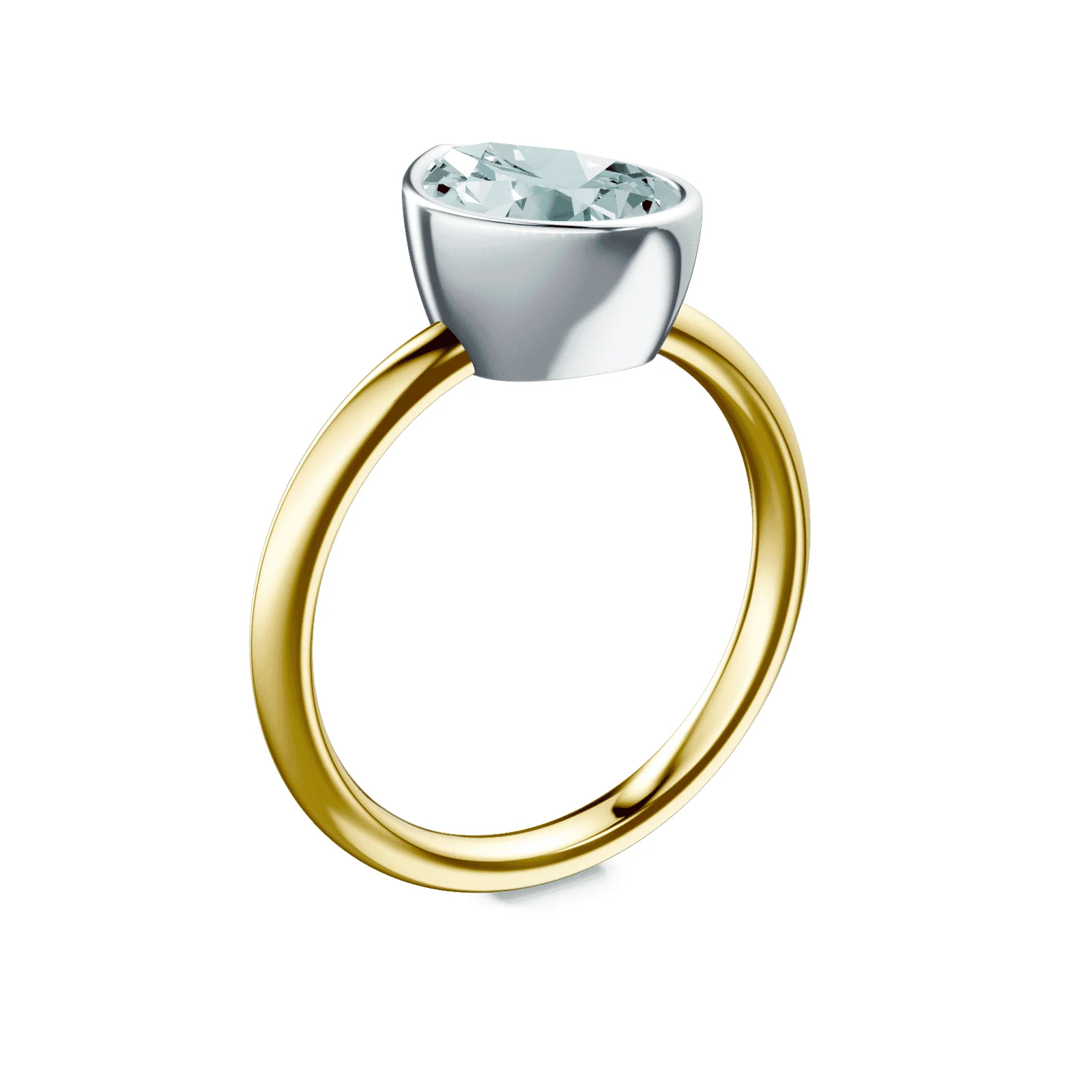Pear Cut Bezel Green Diamond Ring - Image 2