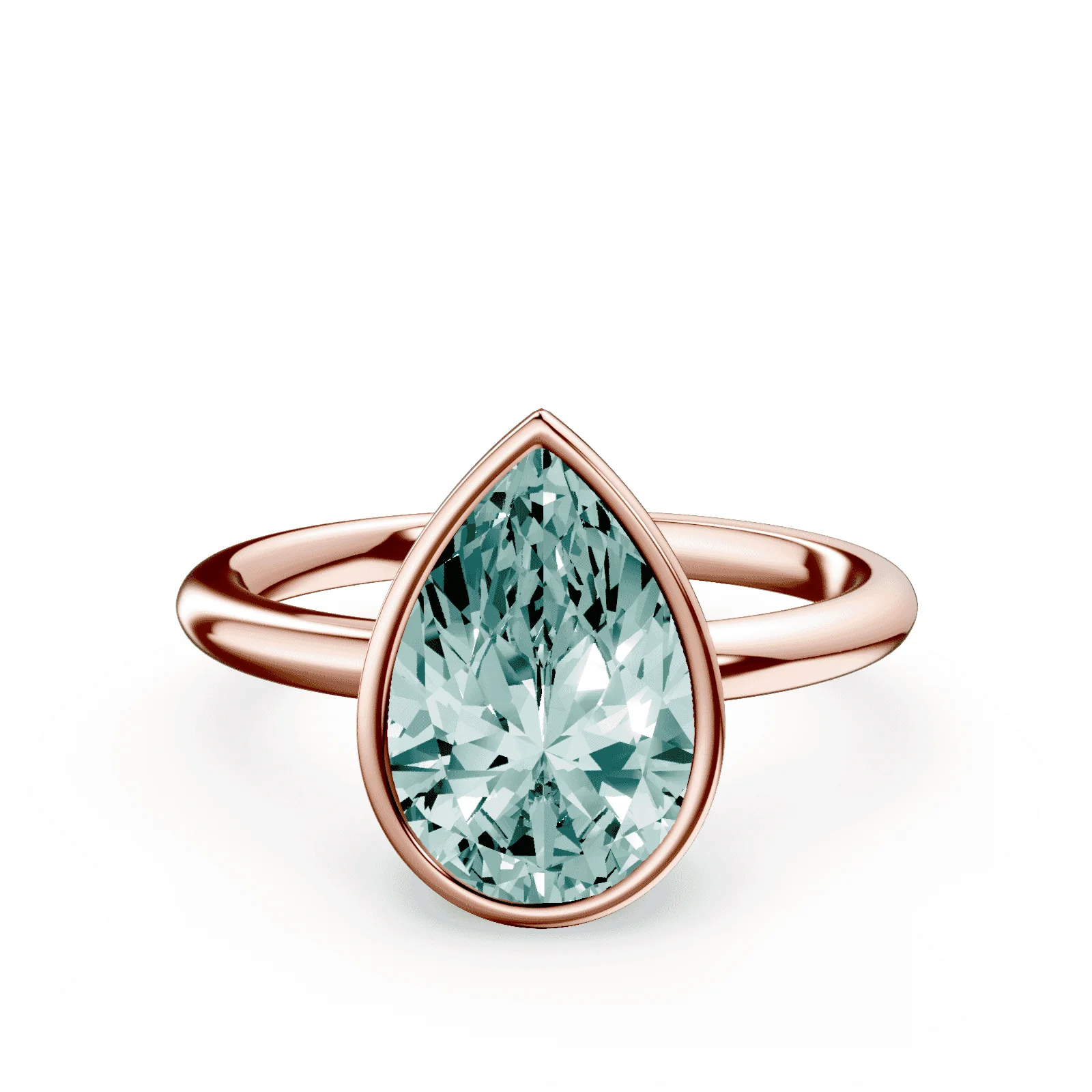 Pear Cut Bezel Green Diamond Ring