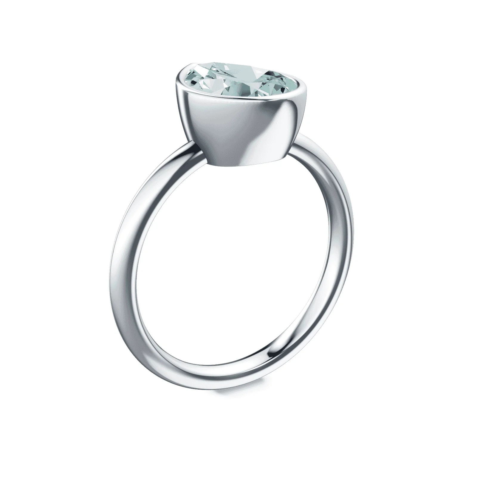 Pear Cut Bezel Green Diamond Ring - Image 2