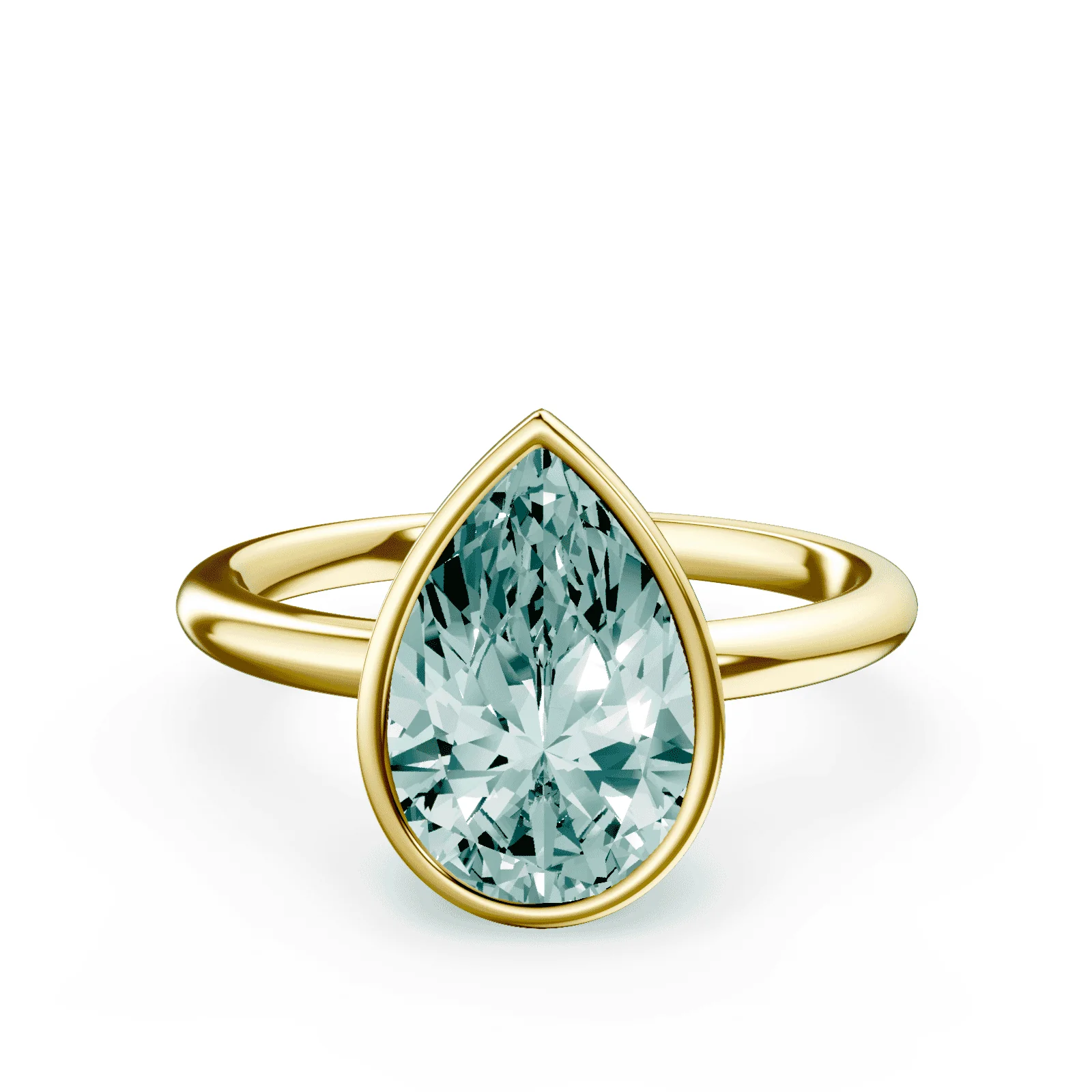 Pear Cut Bezel Green Diamond Ring