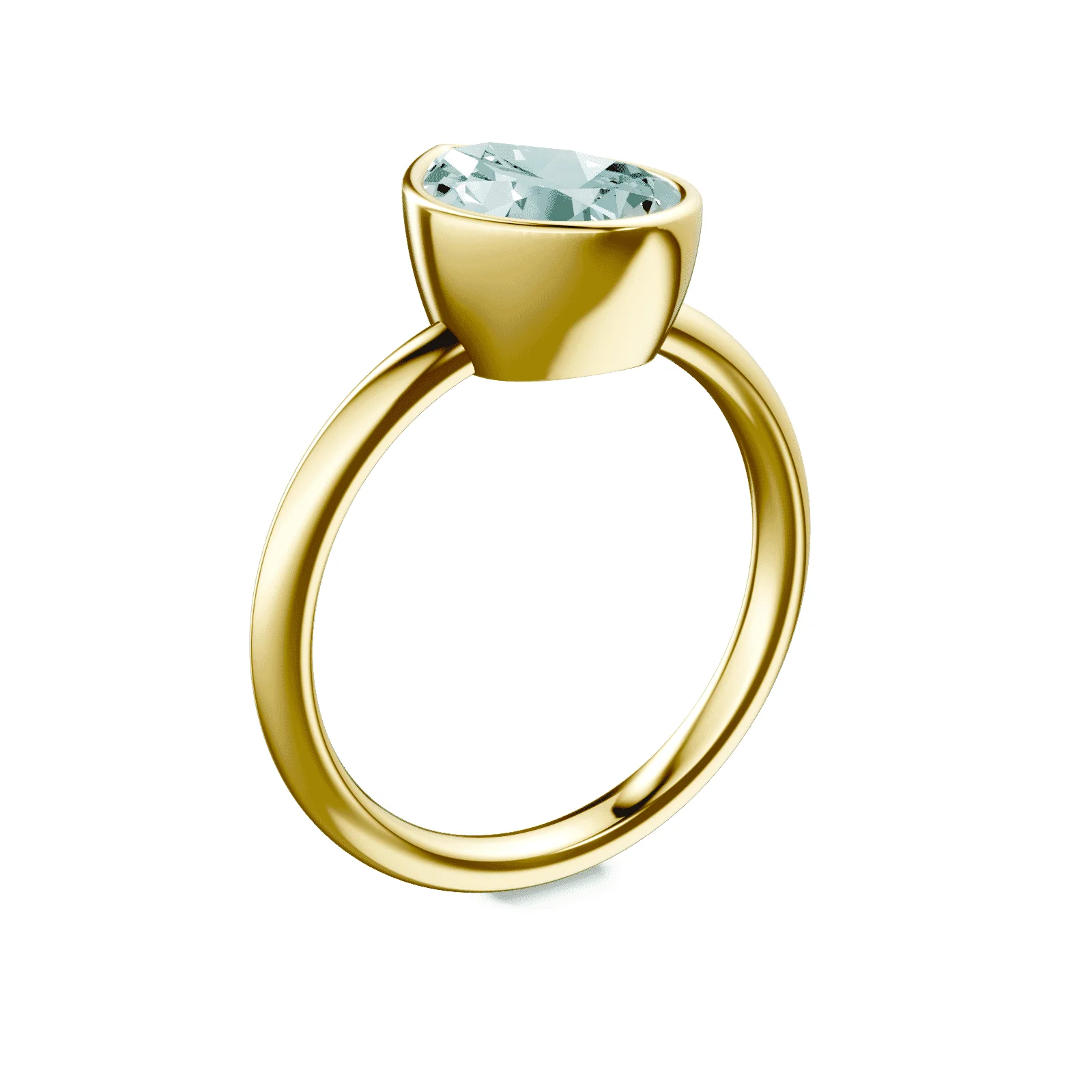 Pear Cut Bezel Green Diamond Ring - Image 2