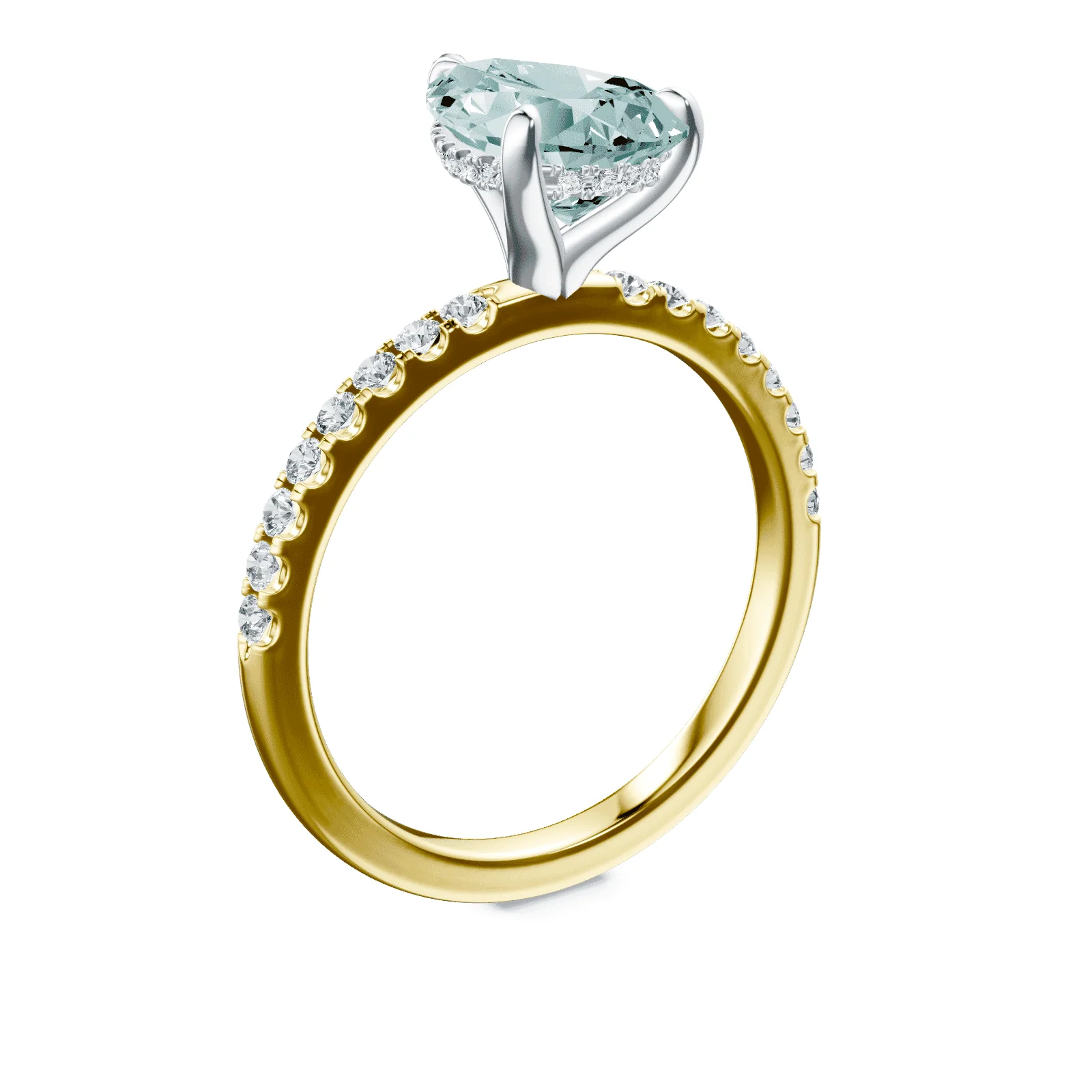 Pear Cut Green Diamond Pave Ring - Image 2