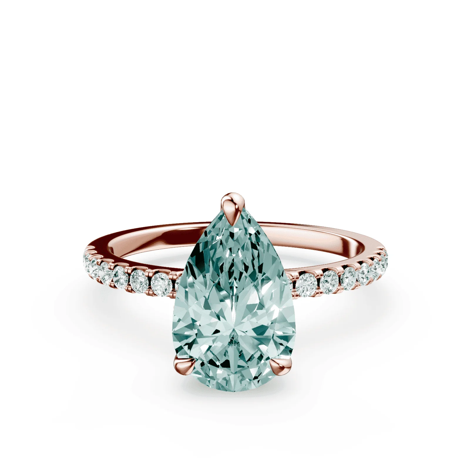 Pear Cut Green Diamond Pave Ring