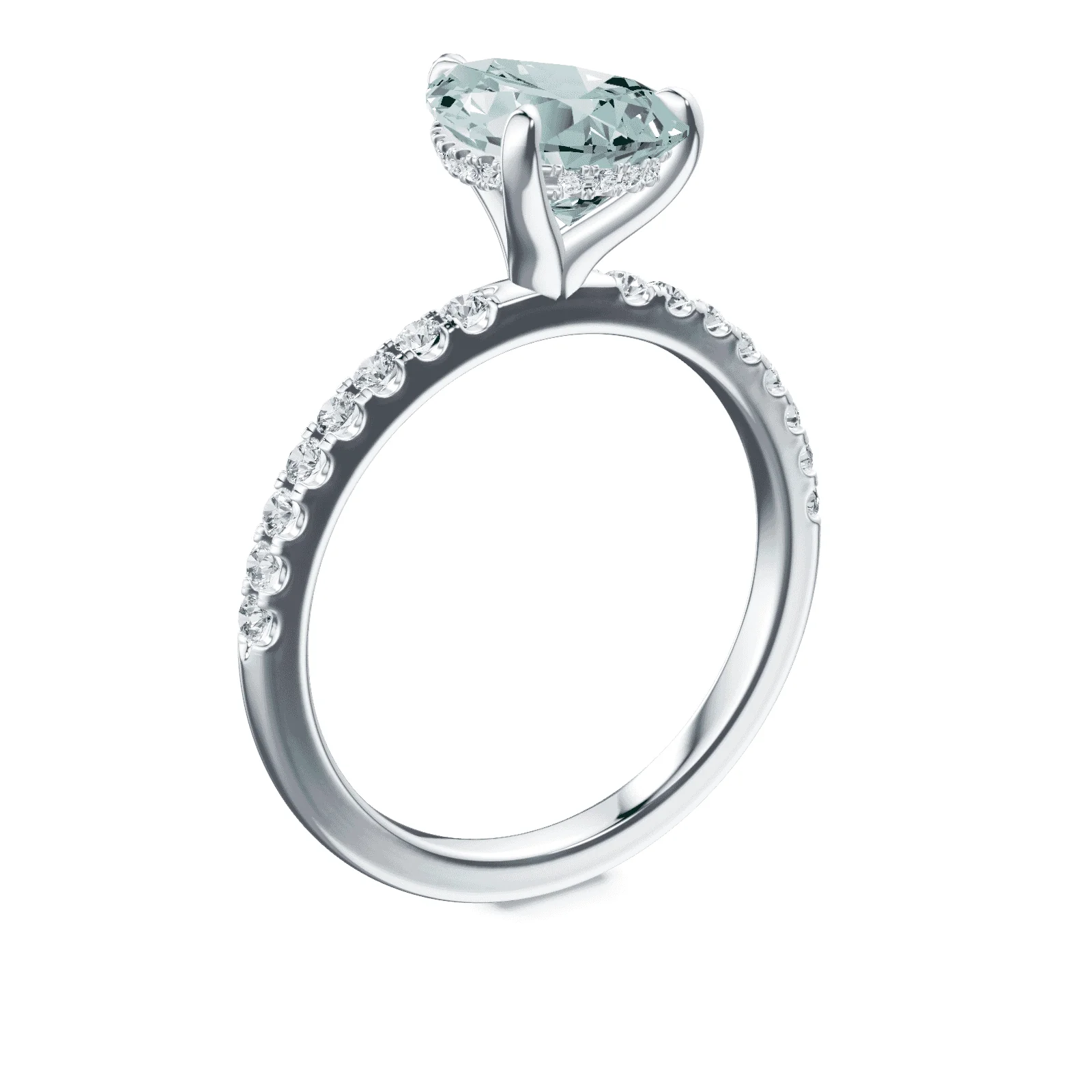 Pear Cut Green Diamond Pave Ring - Image 2