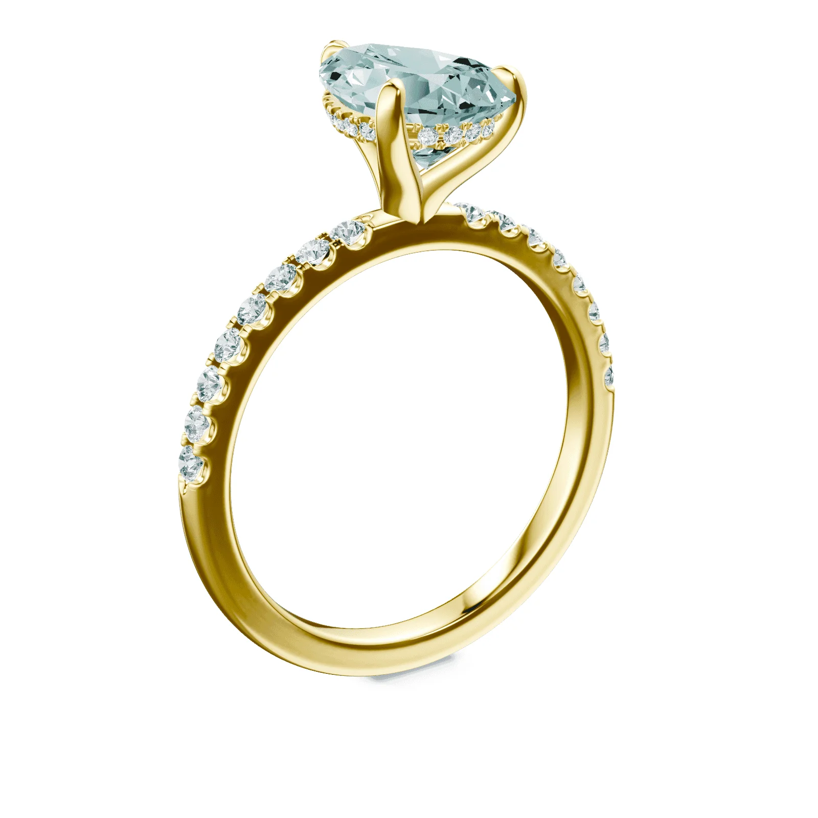 Pear Cut Green Diamond Pave Ring - Image 2