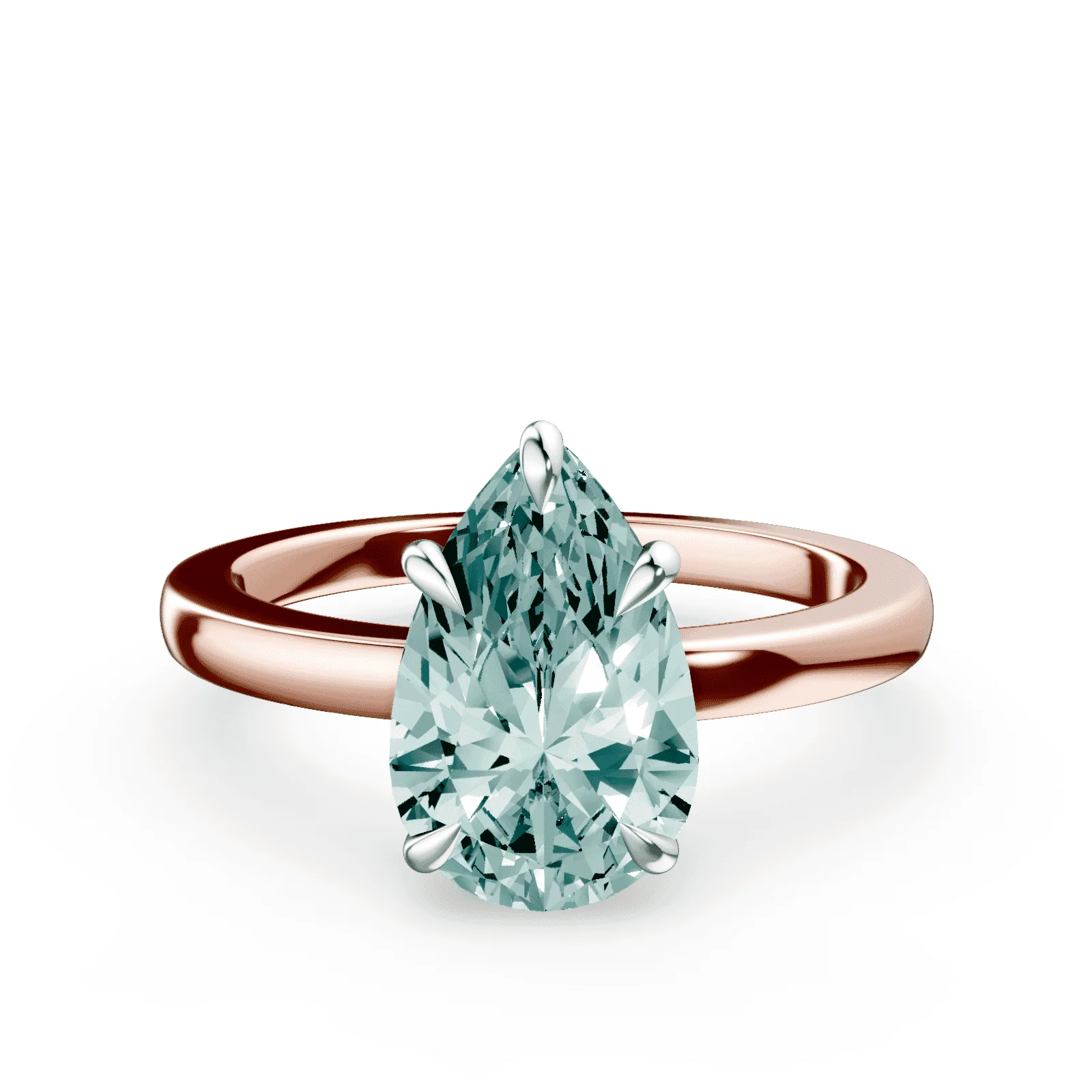 Pear Cut Low Profile Green Diamond Ring
