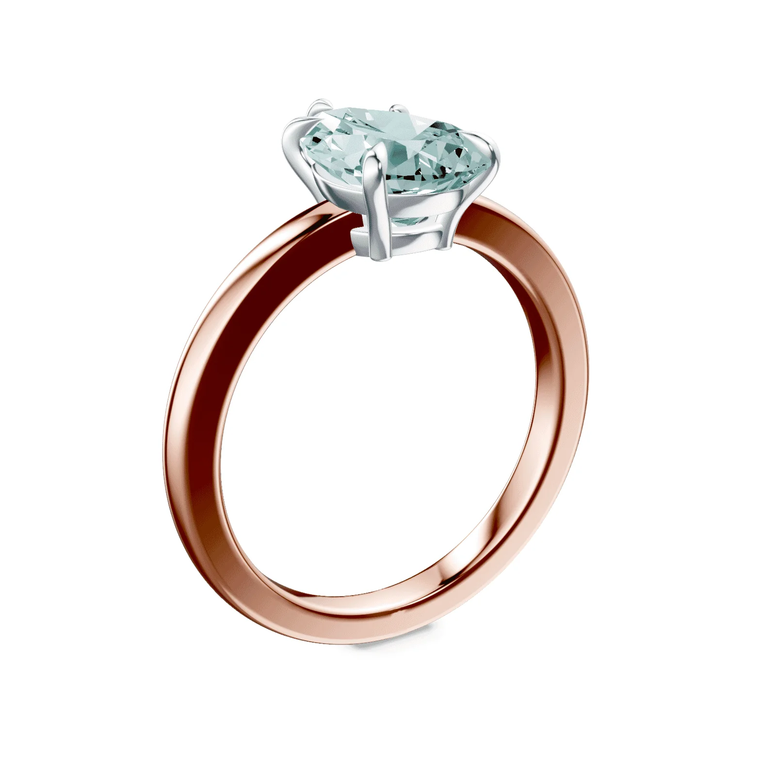 Pear Cut Low Profile Green Diamond Ring - Image 2