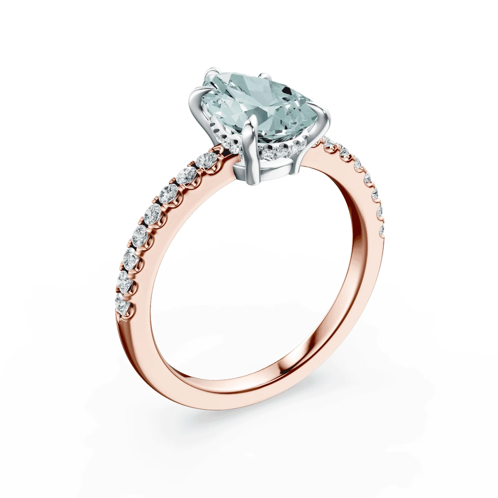 Pear Cut Low Profile Green Pave Ring - Image 2