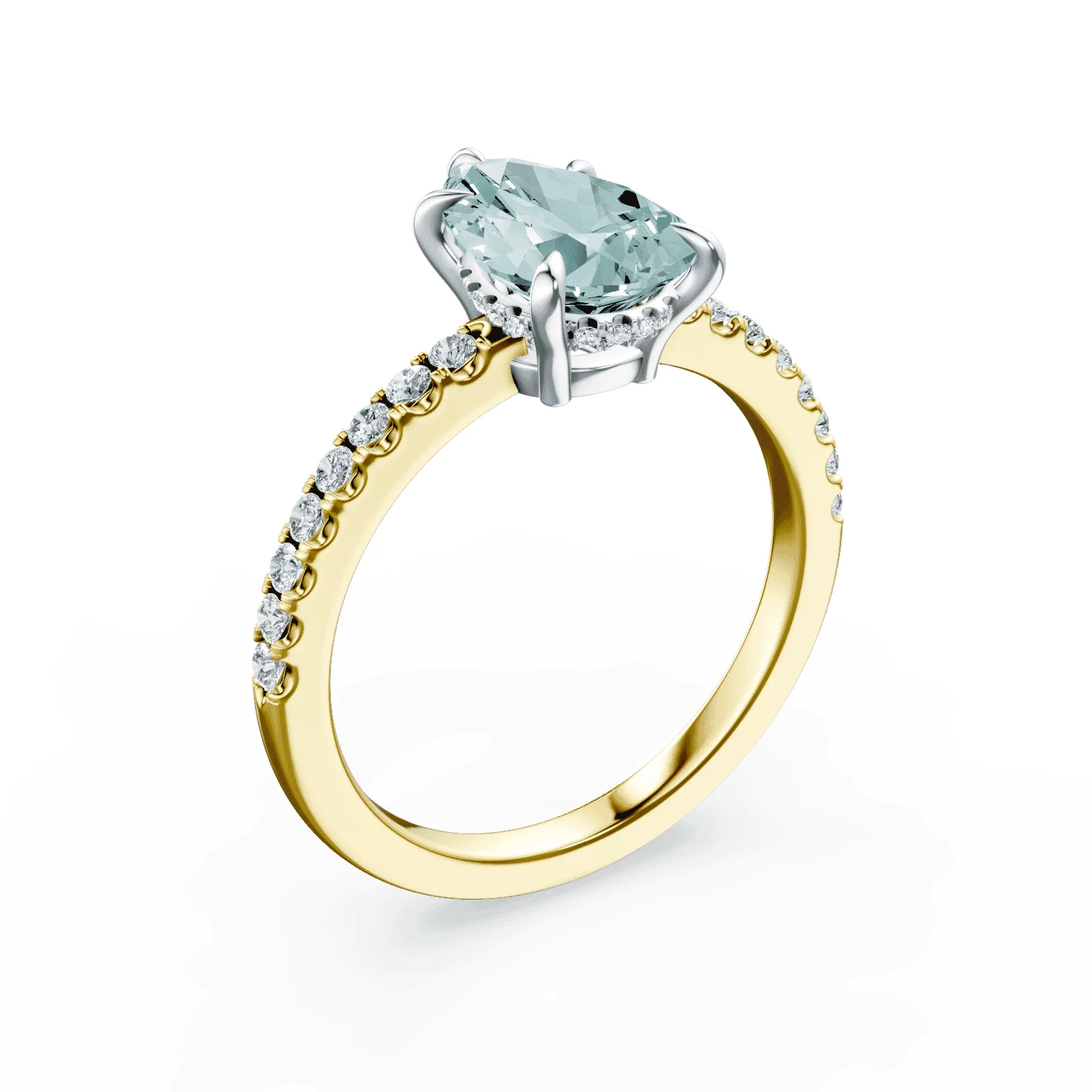 Pear Cut Low Profile Green Pave Ring - Image 2