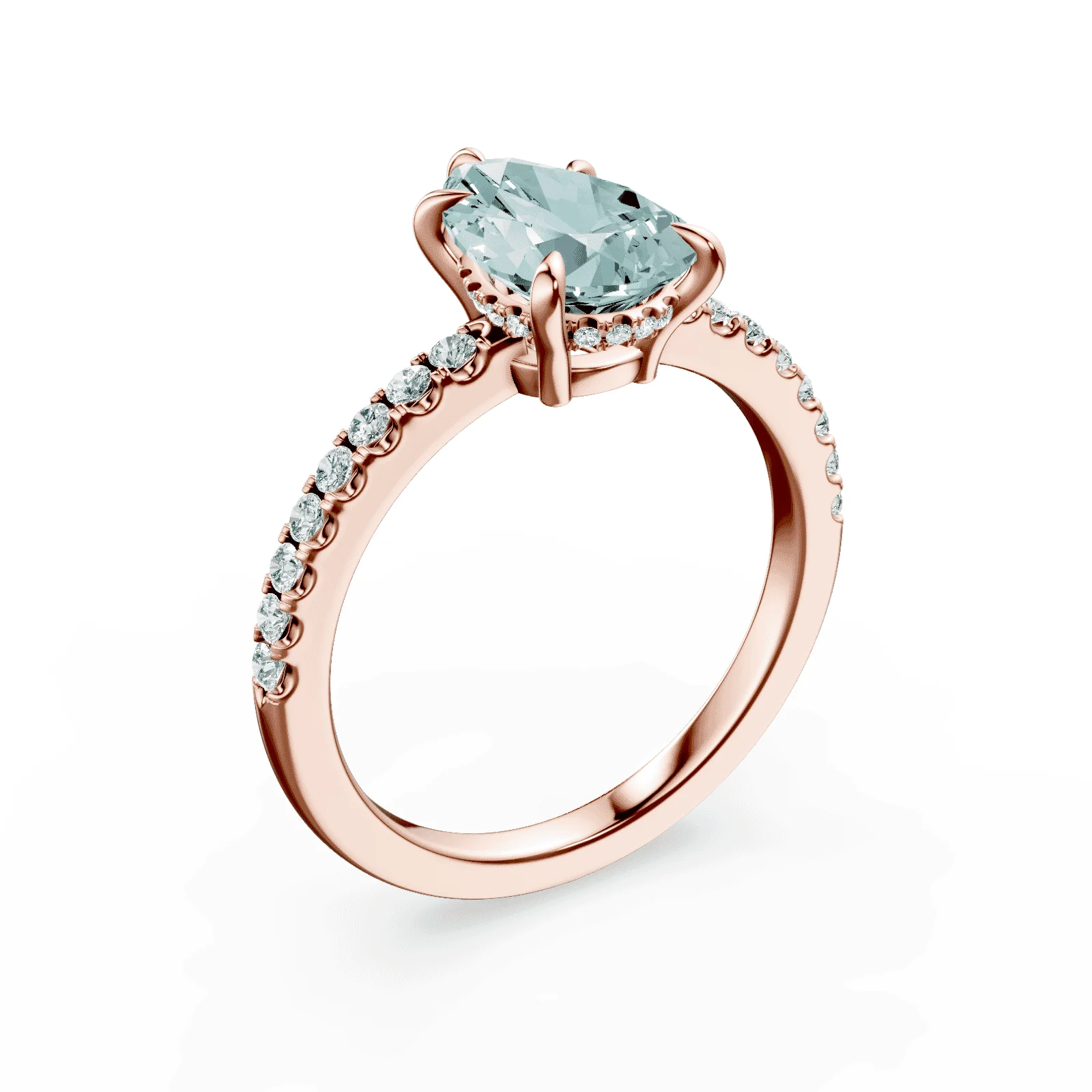 Pear Cut Low Profile Green Pave Ring - Image 2