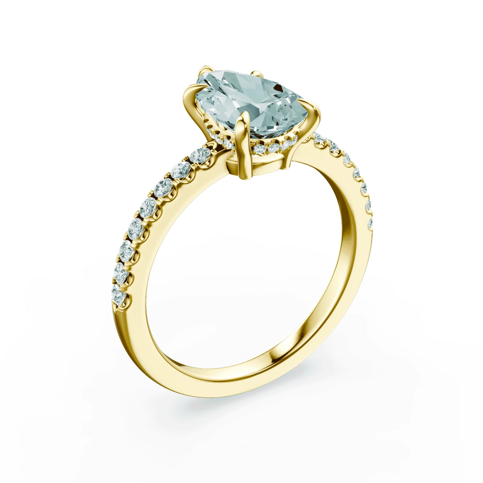 Pear Cut Low Profile Green Pave Ring - Image 2