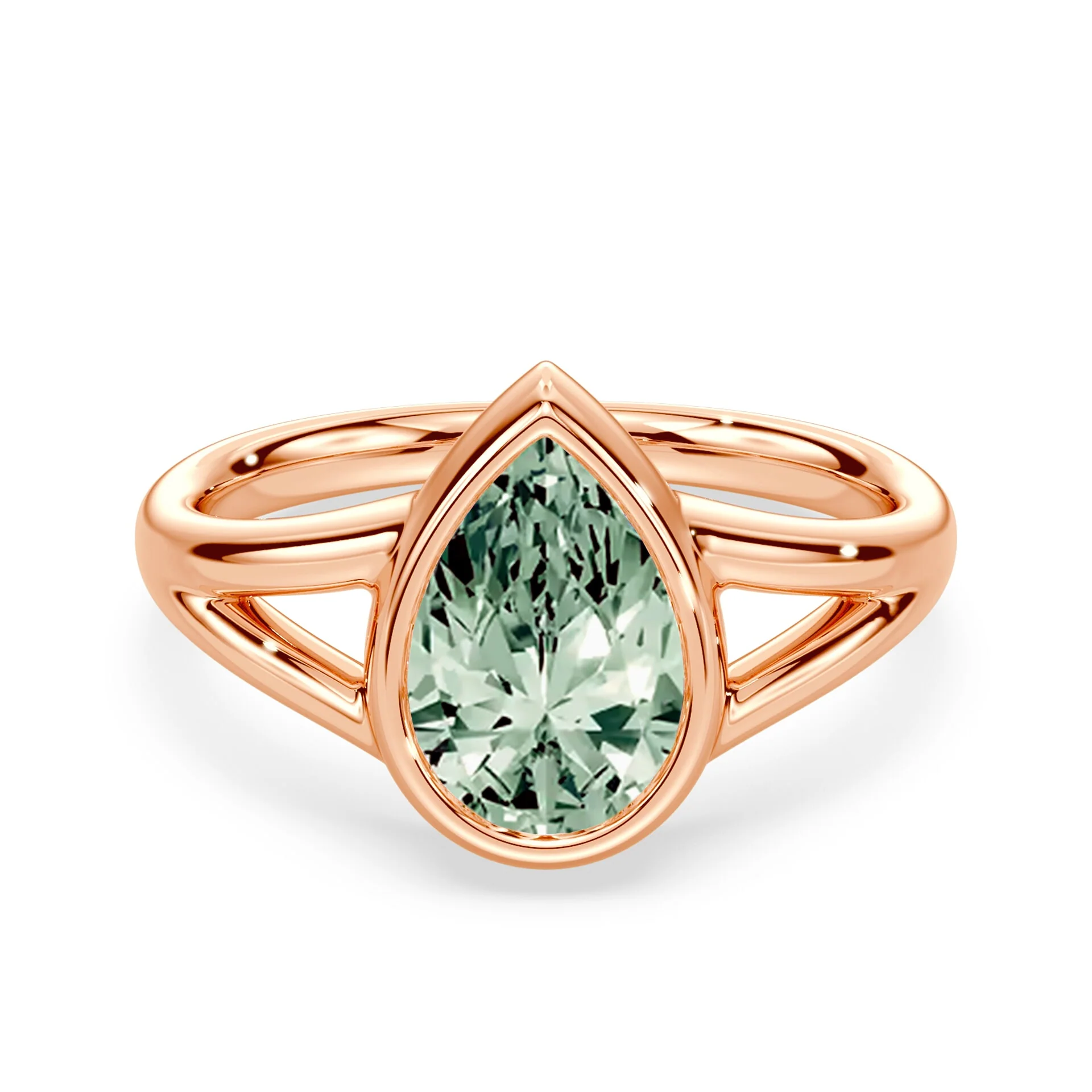 Green Pear Split Shank Ring