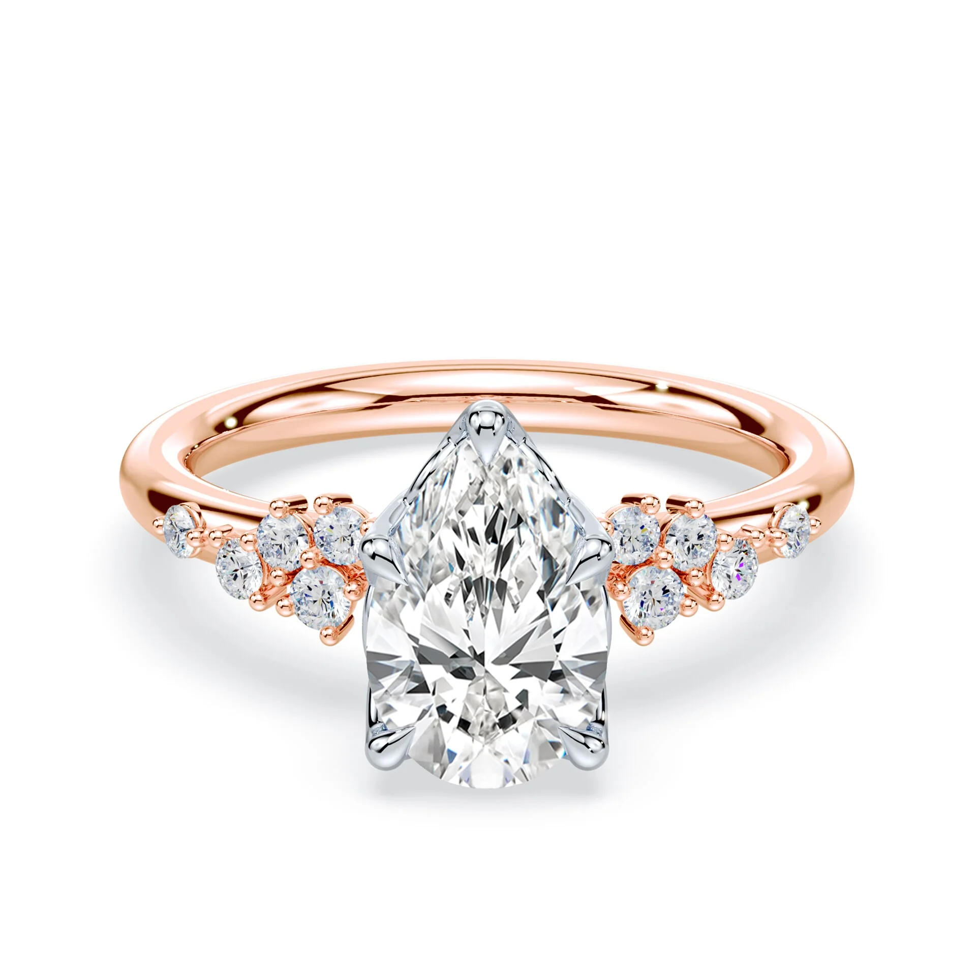 Pear Cut Petals Cluster Ring