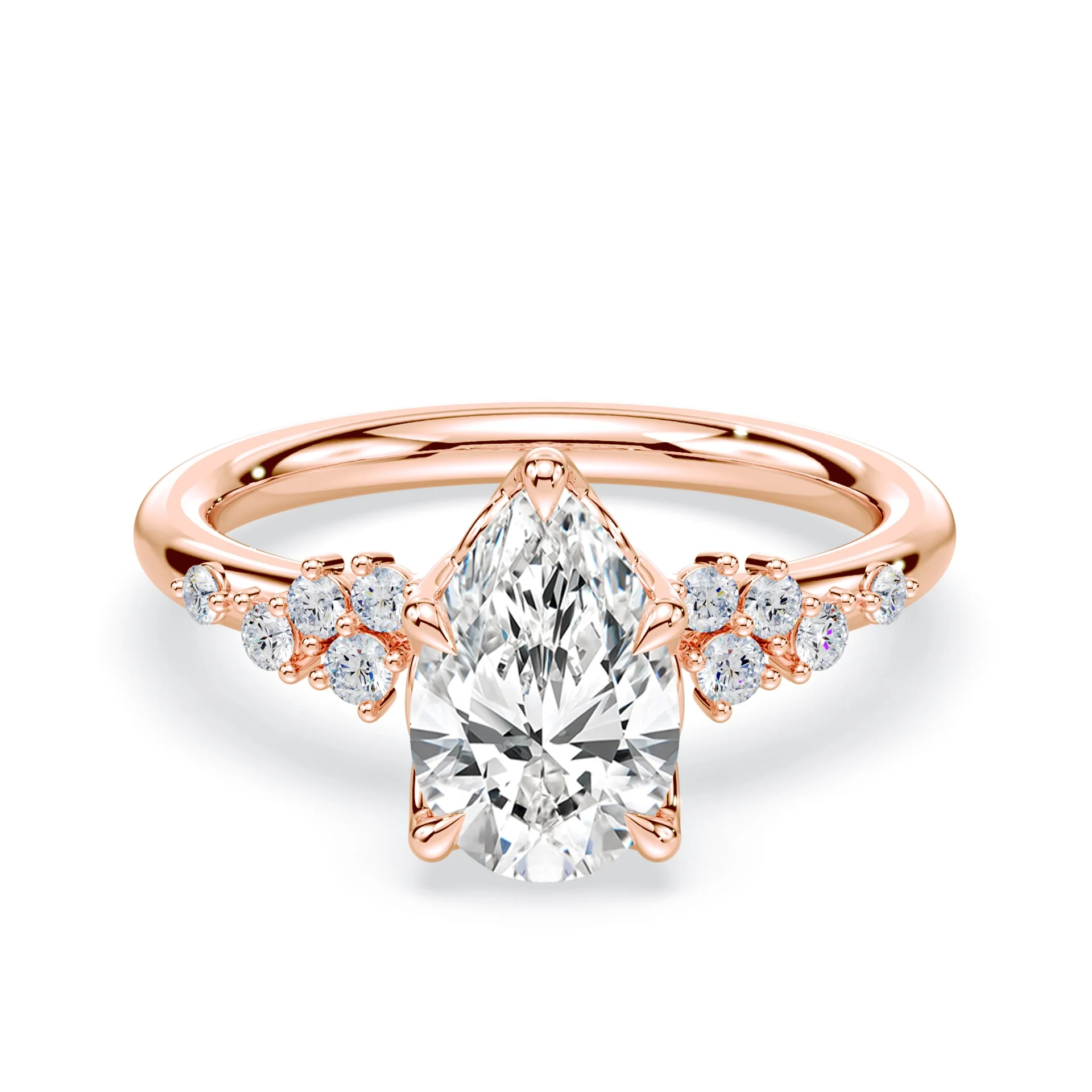 Pear Cut Petals Cluster Ring