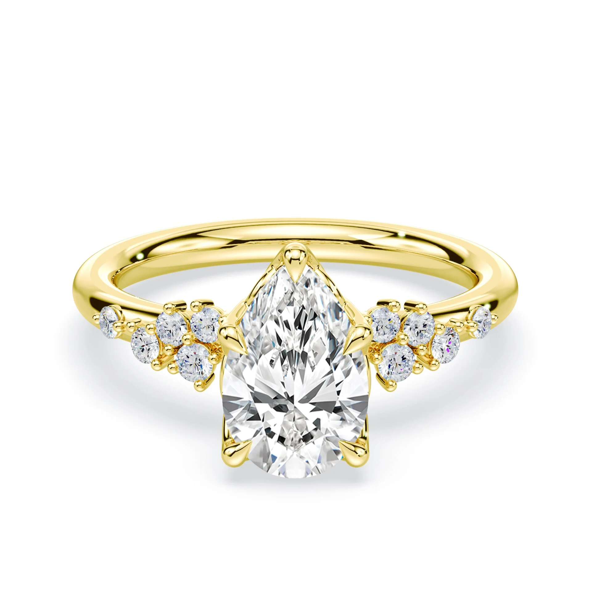 Pear Cut Petals Cluster Ring