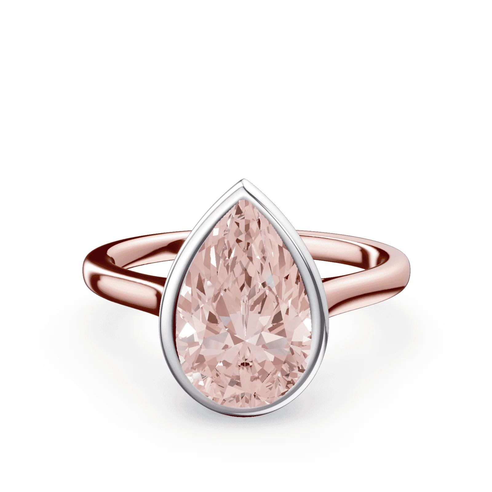 Pear Cut Cathedral Bezel Pink Diamond Ring