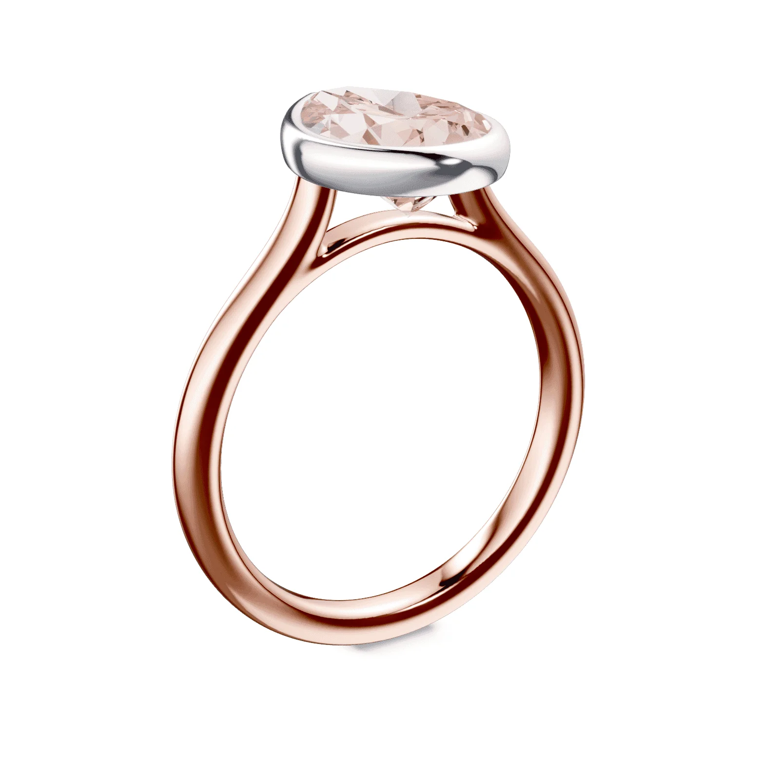 Pear Cut Cathedral Bezel Pink Diamond Ring - Image 2
