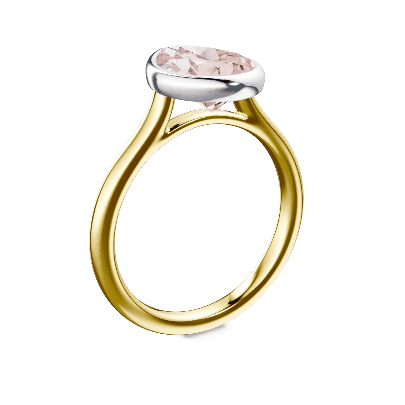 Pear Cut Cathedral Bezel Pink Diamond Ring - Image 2