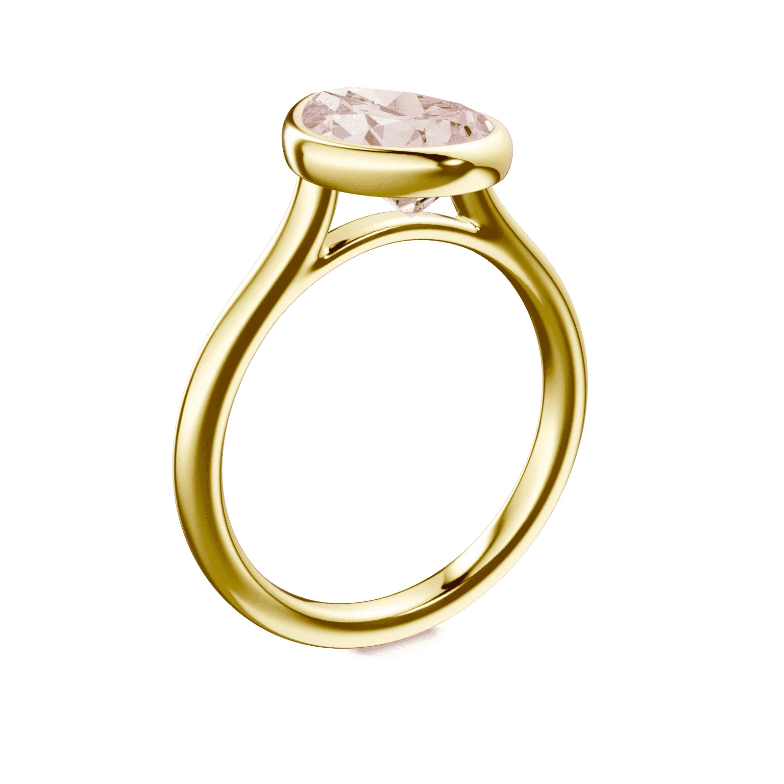 Pear Cut Cathedral Bezel Pink Diamond Ring - Image 2