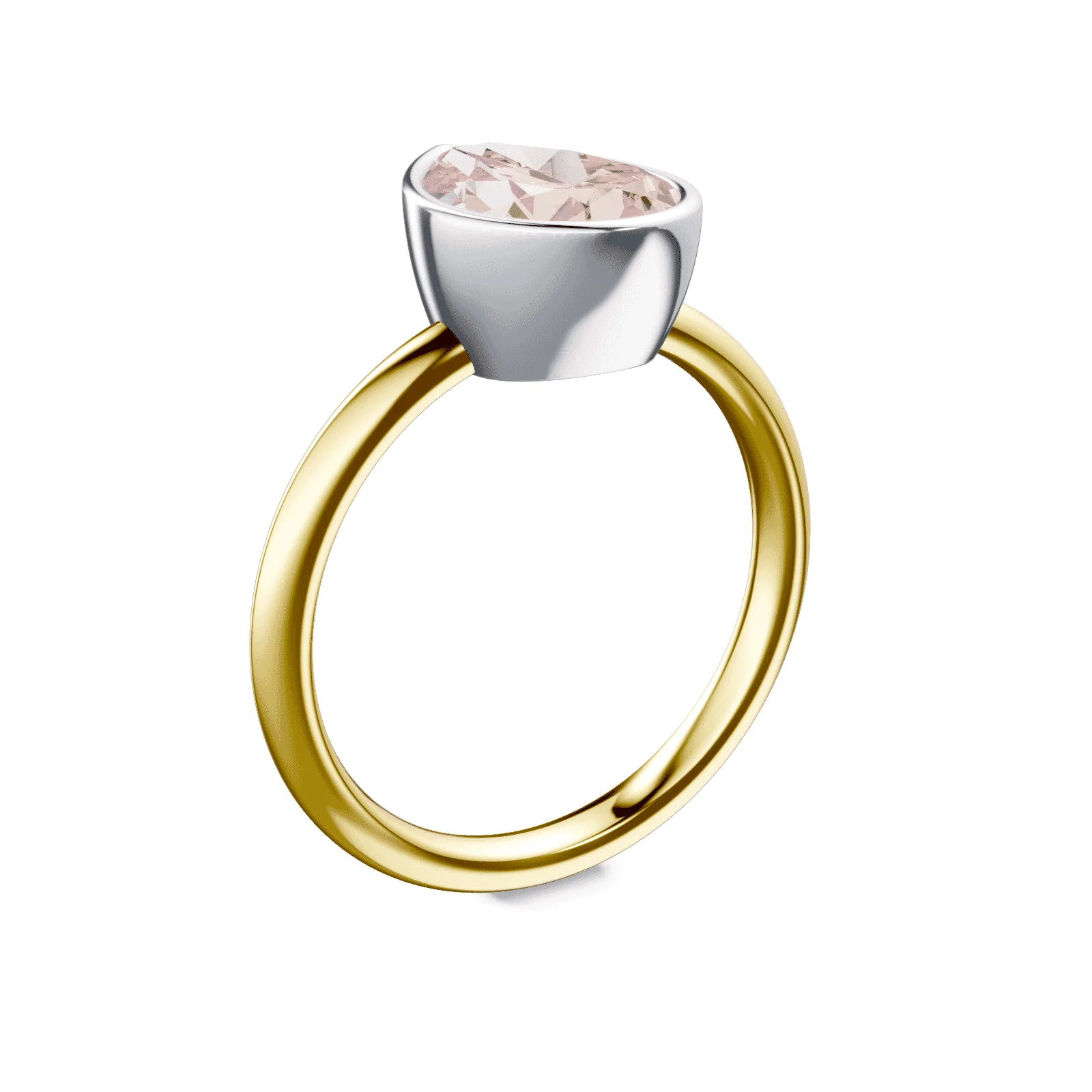 Pear Cut Bezel Pink Diamond Ring - Image 2
