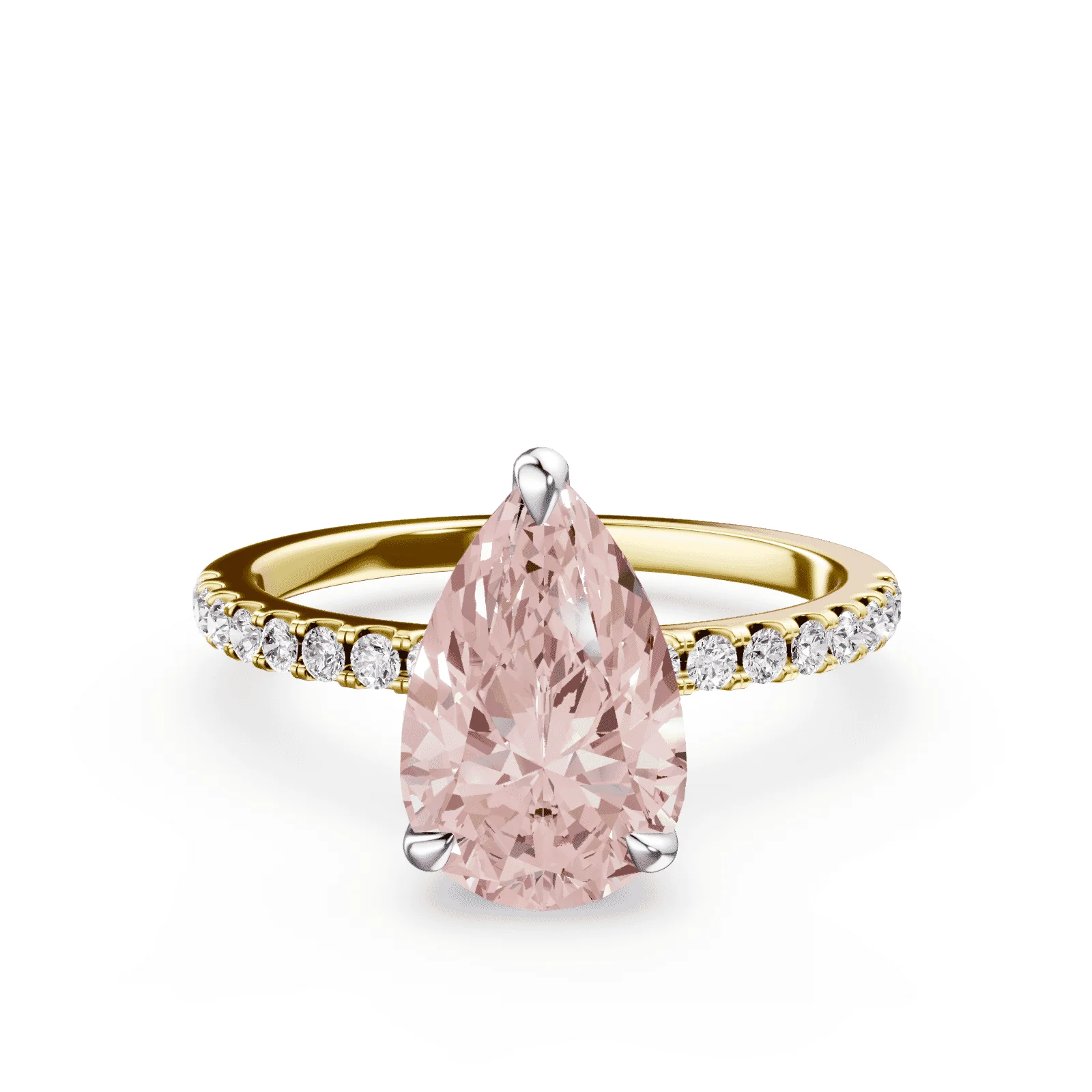 Pear Cut Pink Diamond Pave Ring
