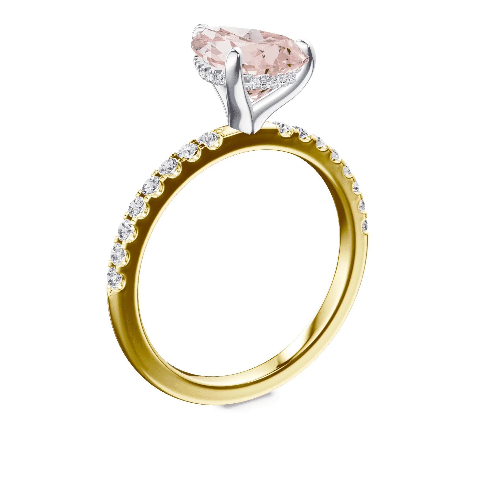 Pear Cut Pink Diamond Pave Ring - Image 2