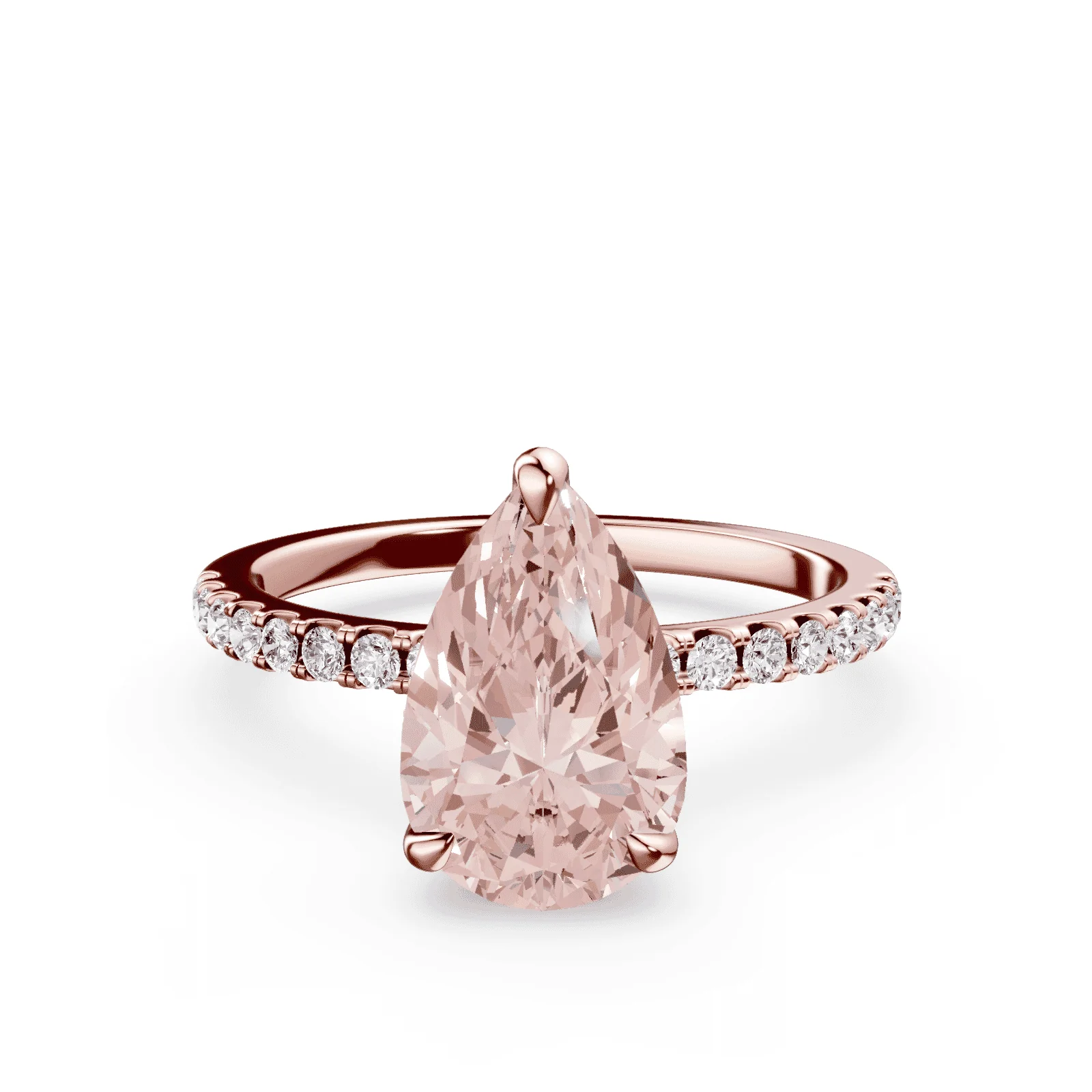 Pear Cut Pink Diamond Pave Ring