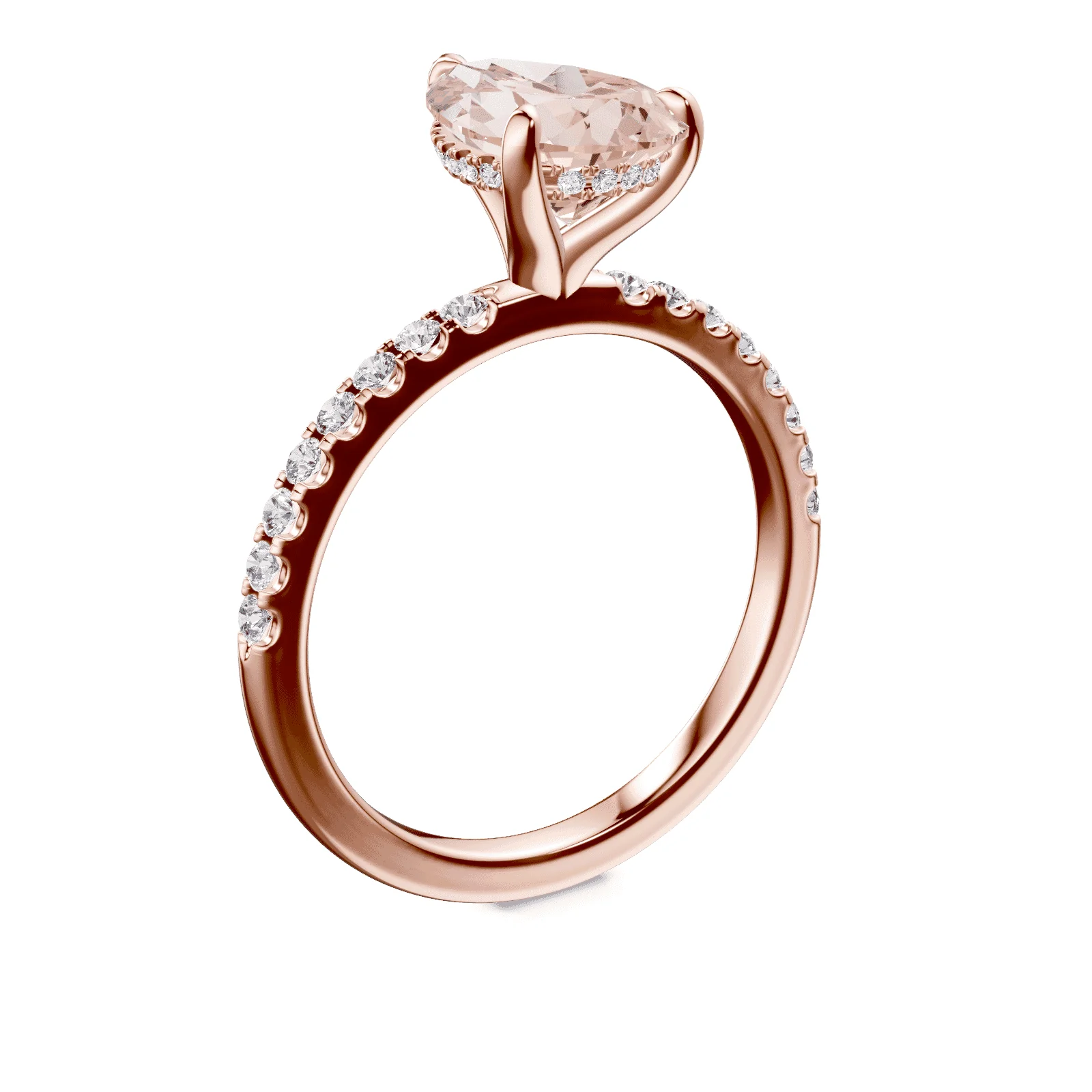 Pear Cut Pink Diamond Pave Ring - Image 2