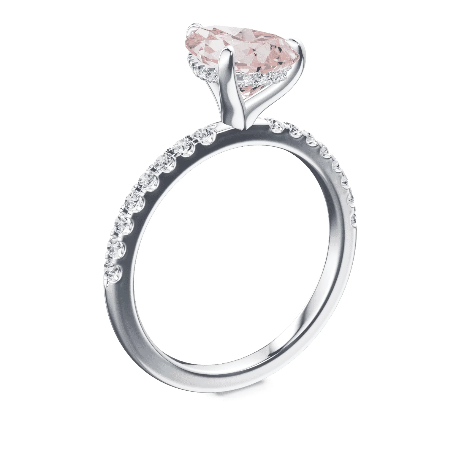 Pear Cut Pink Diamond Pave Ring - Image 2