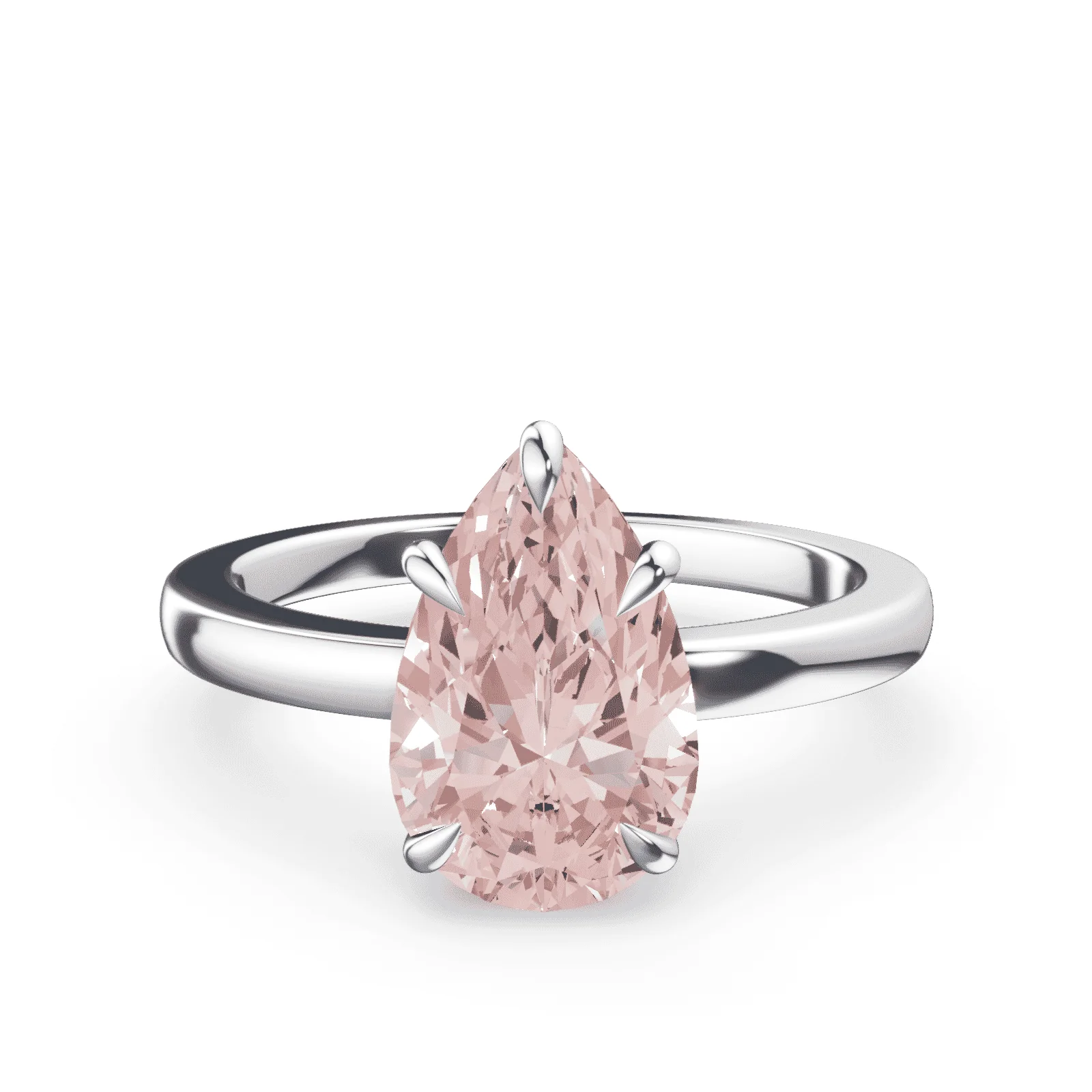 Pear Cut Low Profile Pink Diamond Ring