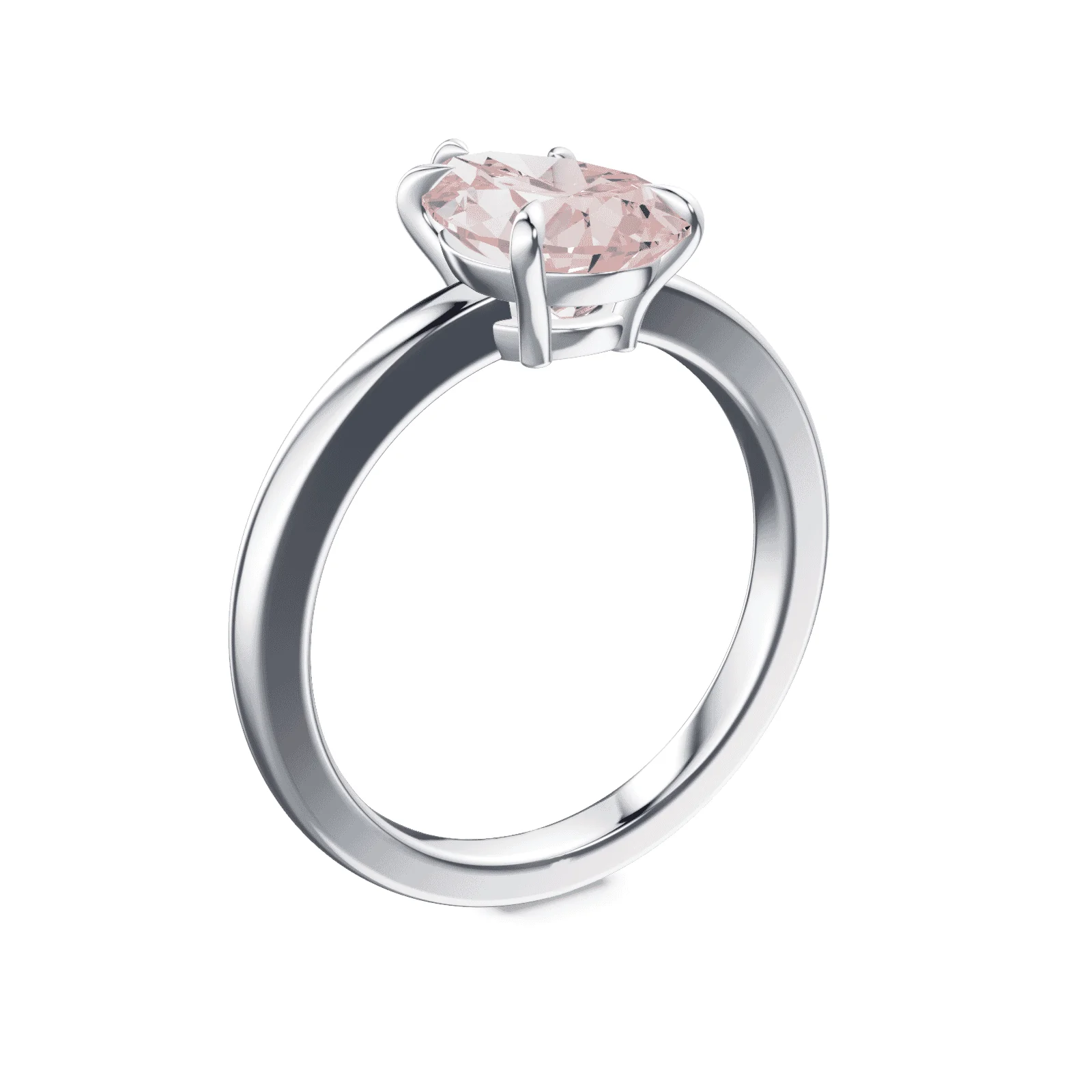 Pear Cut Low Profile Pink Diamond Ring - Image 2