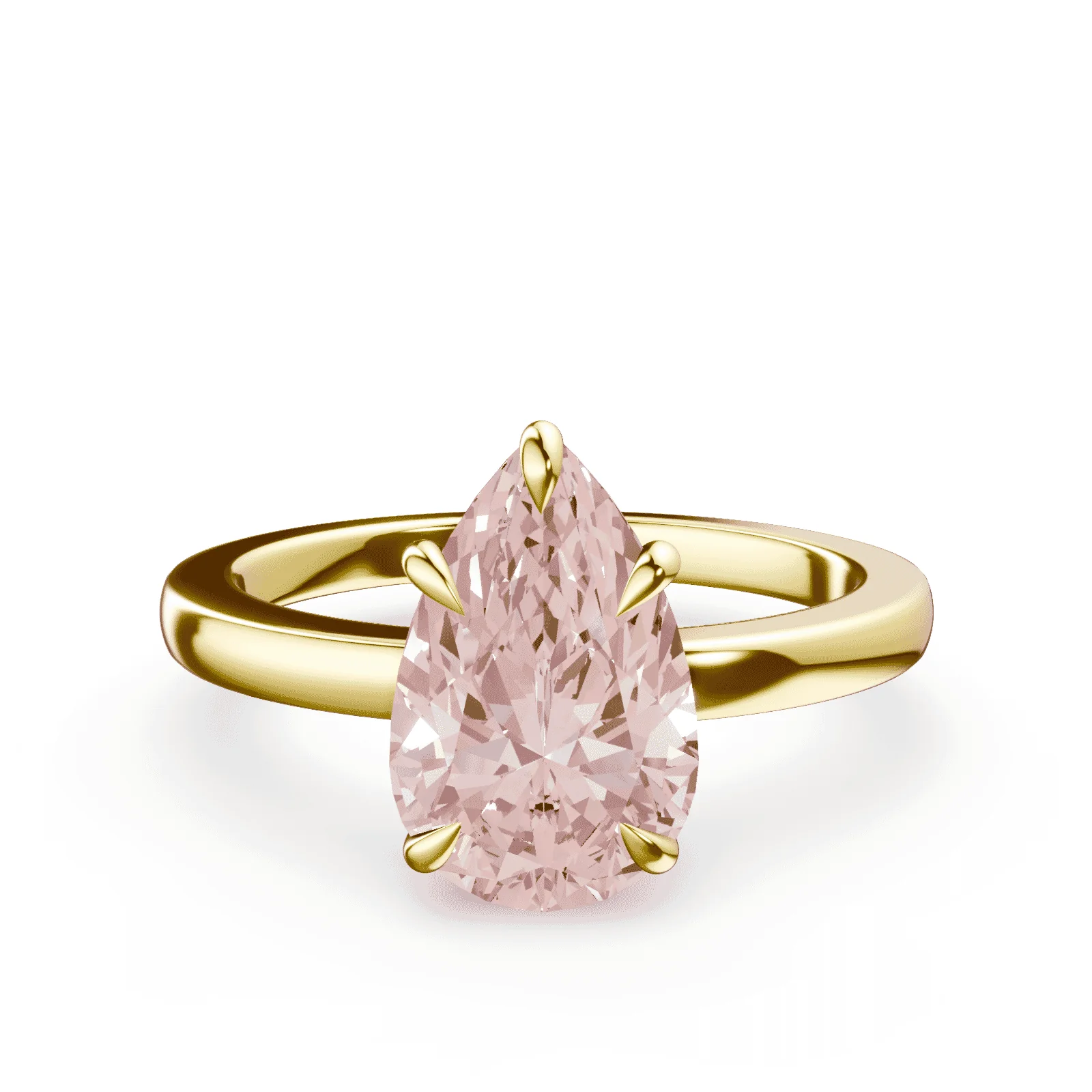 Pear Cut Low Profile Pink Diamond Ring