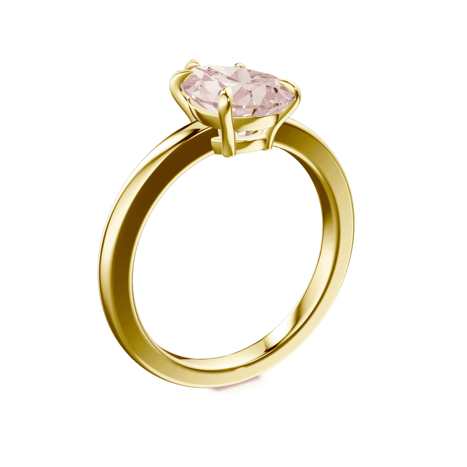 Pear Cut Low Profile Pink Diamond Ring - Image 2