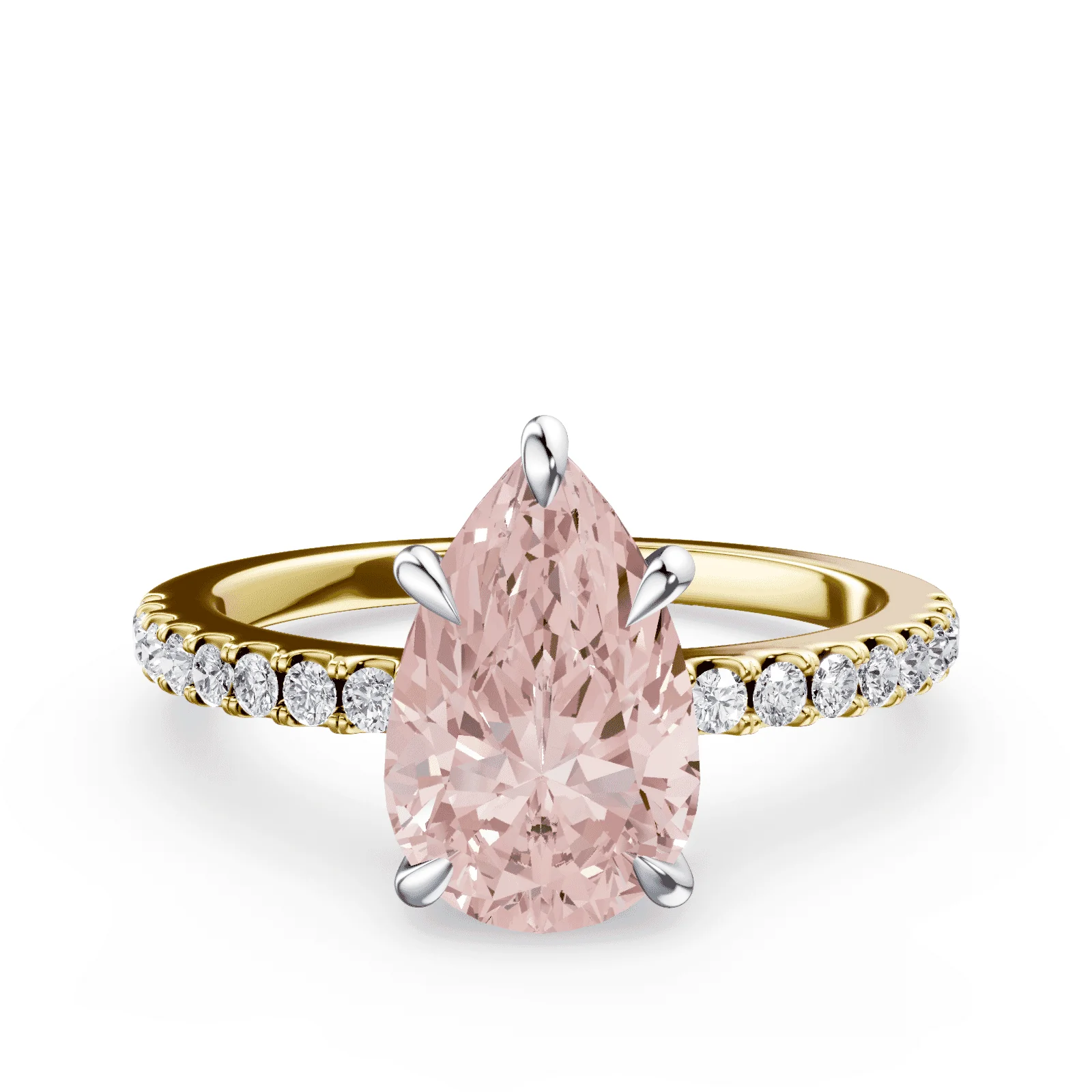 Pear Cut Low Profile Pink Pave Ring
