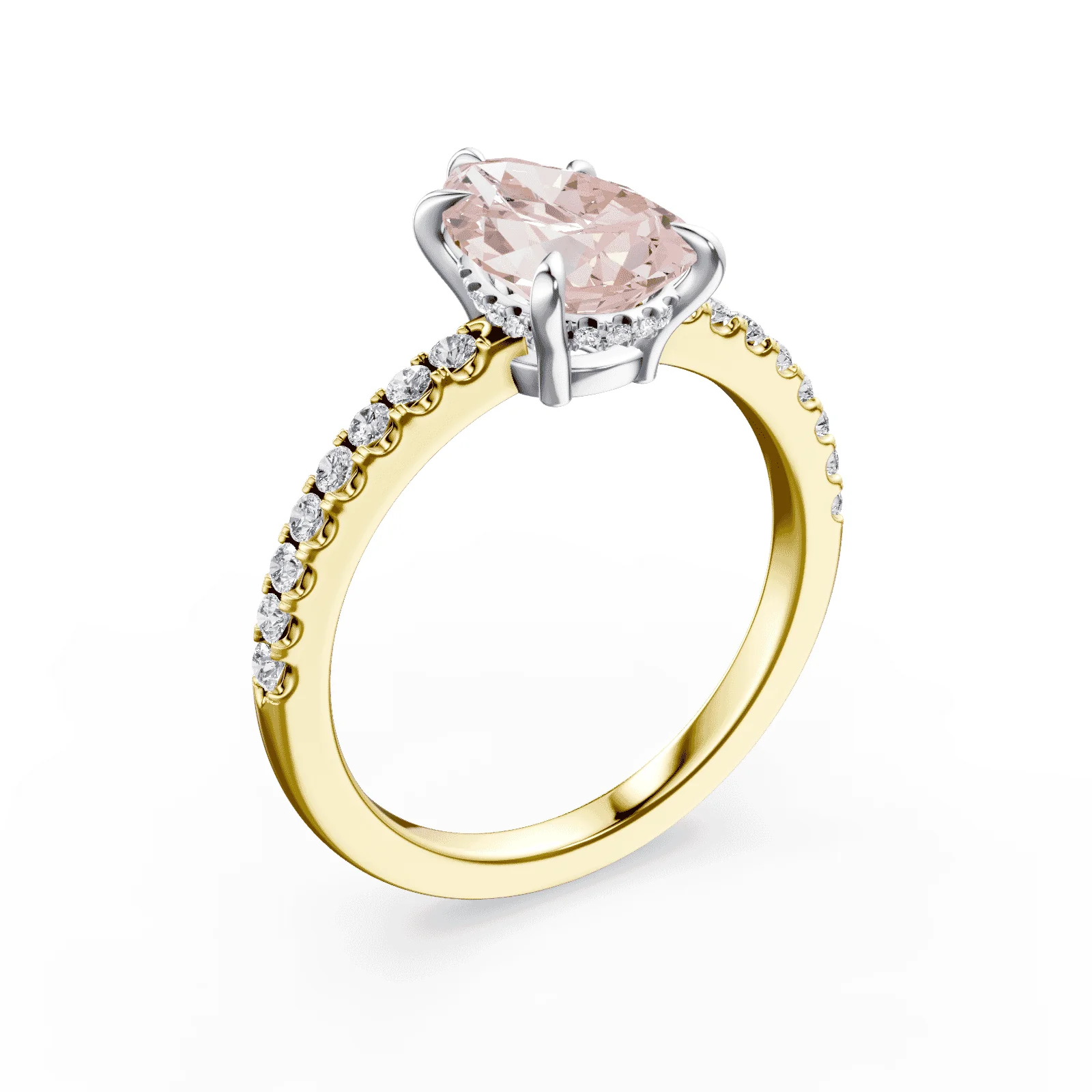 Pear Cut Low Profile Pink Pave Ring - Image 2