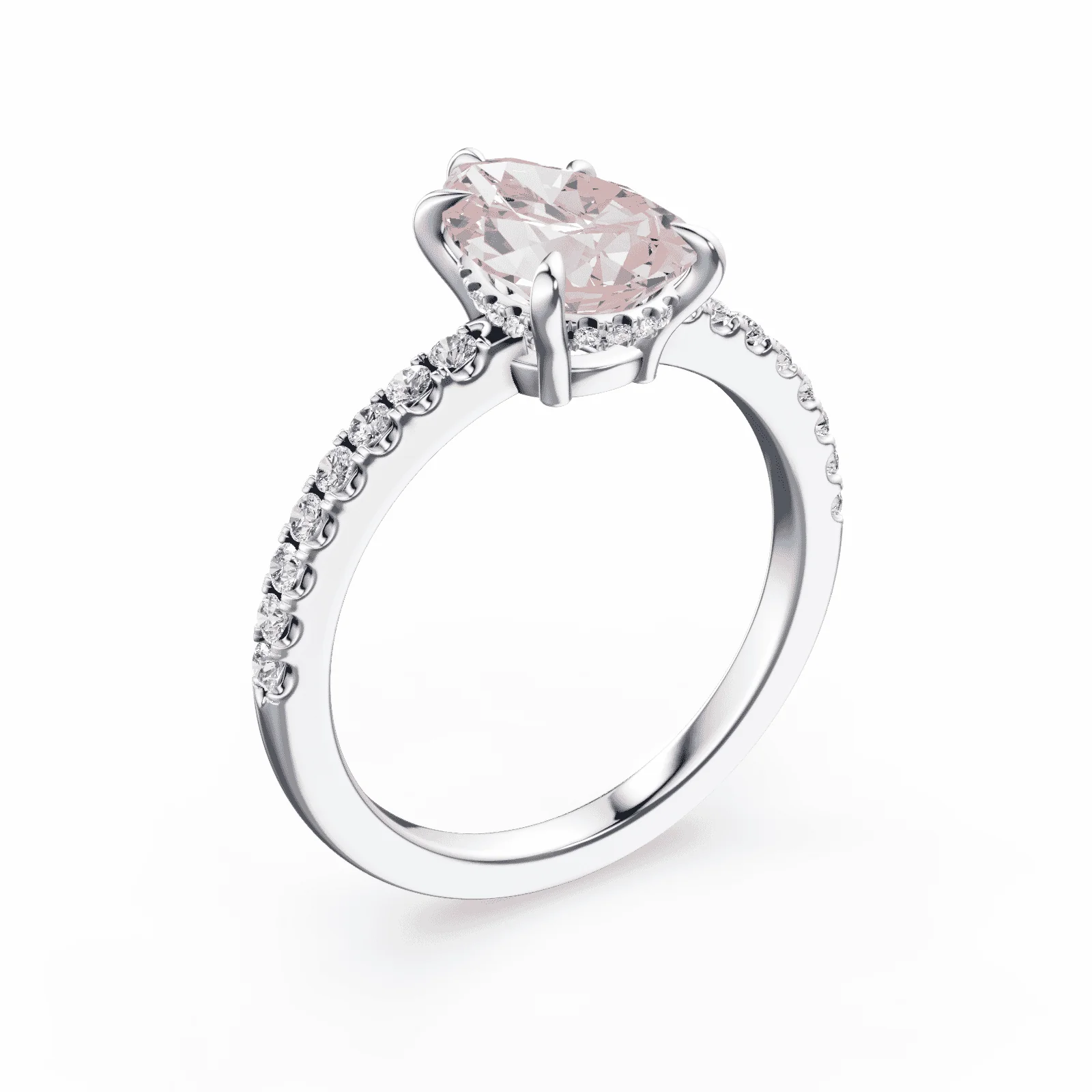 Pear Cut Low Profile Pink Pave Ring - Image 2