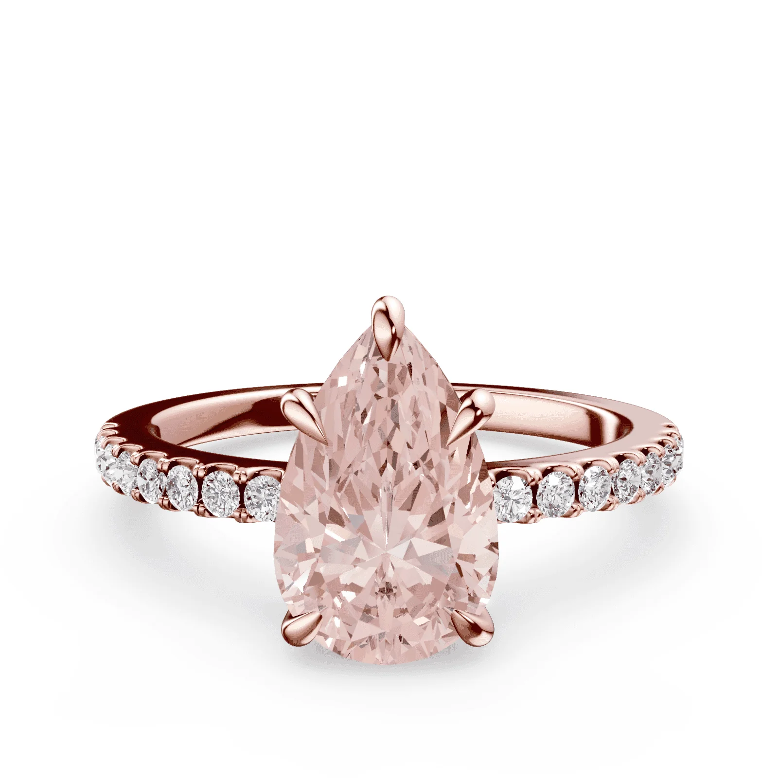 Pear Cut Low Profile Pink Pave Ring