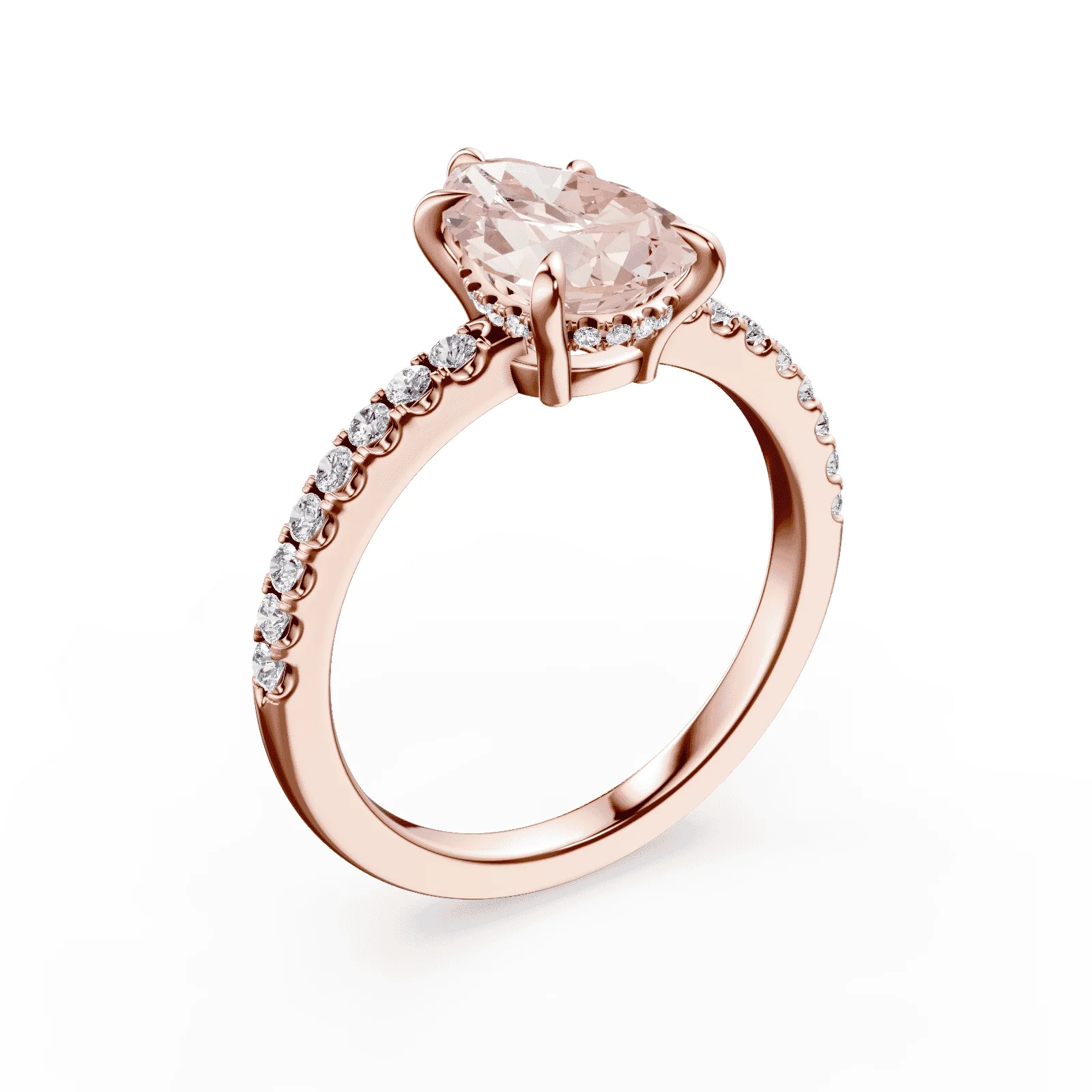 Pear Cut Low Profile Pink Pave Ring - Image 2