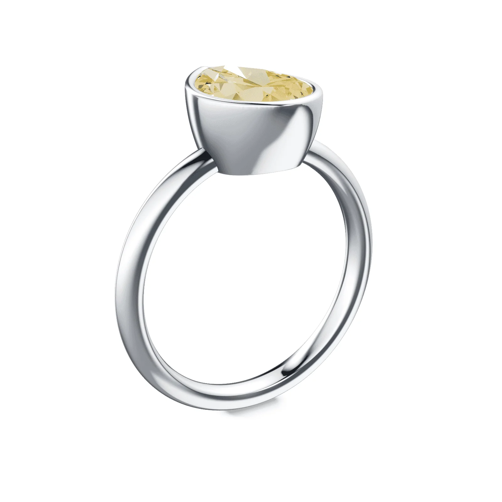 Pear Cut Bezel Yellow Diamond Ring - Image 2
