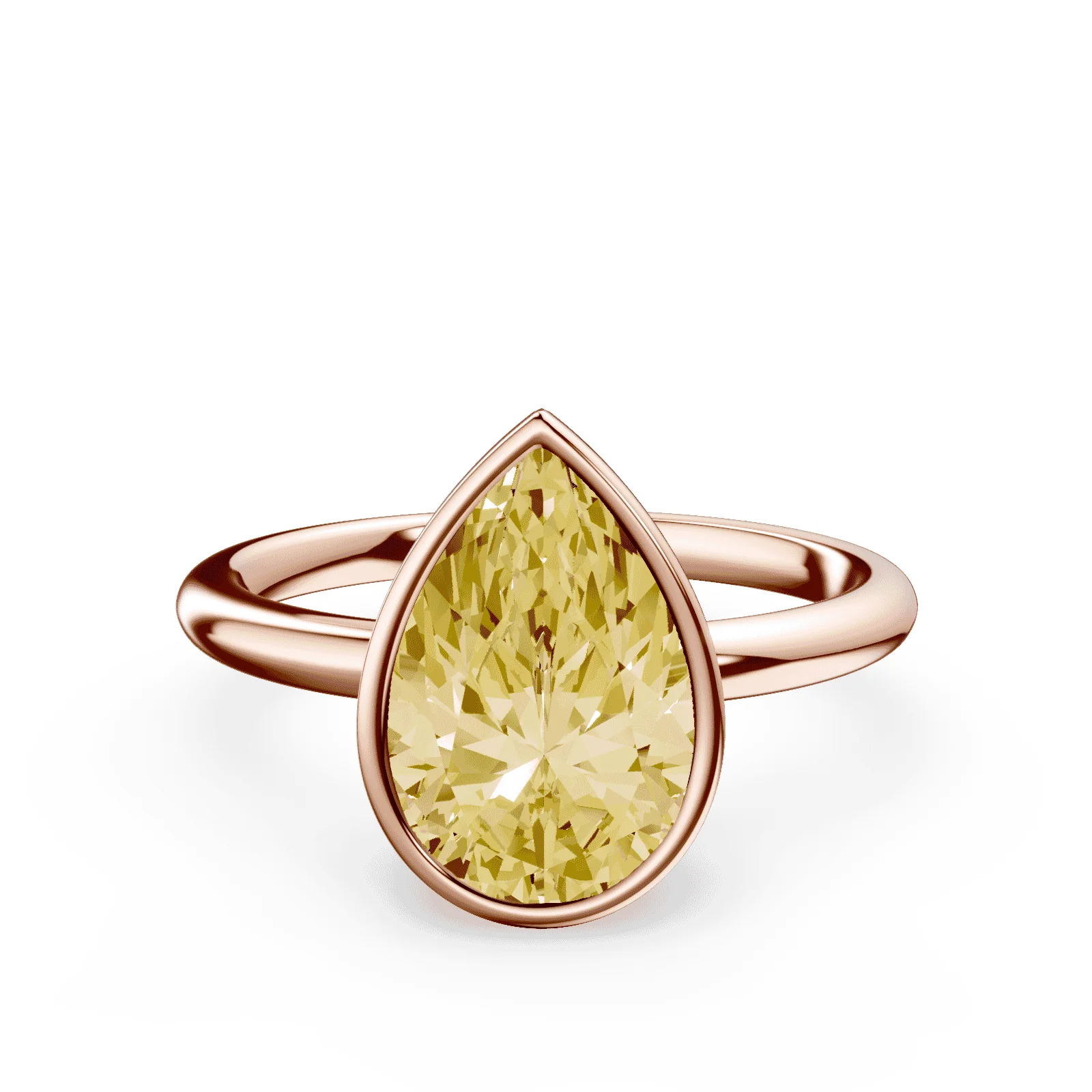 Pear Cut Bezel Yellow Diamond Ring