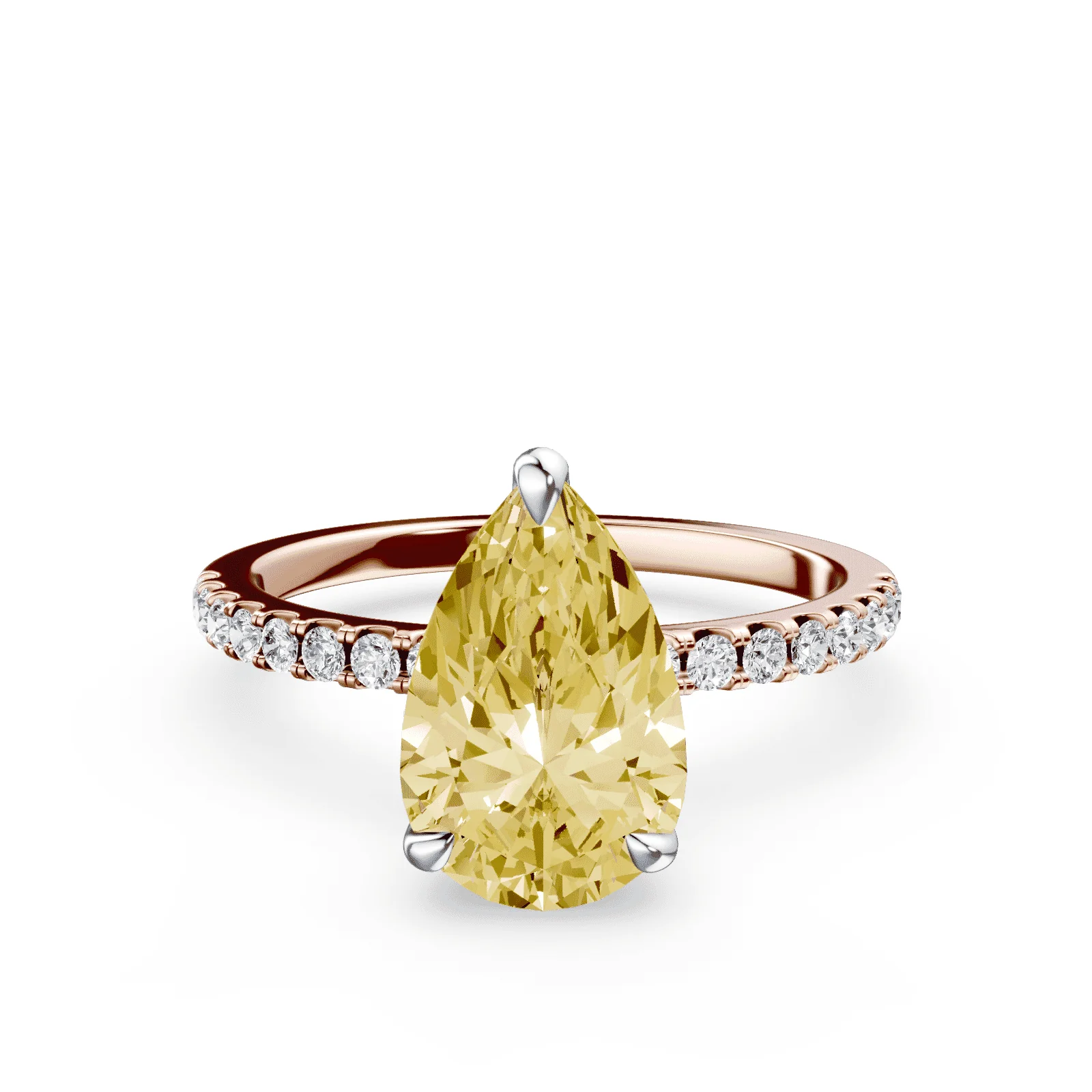 Pear Cut Yellow Diamond Pave Ring