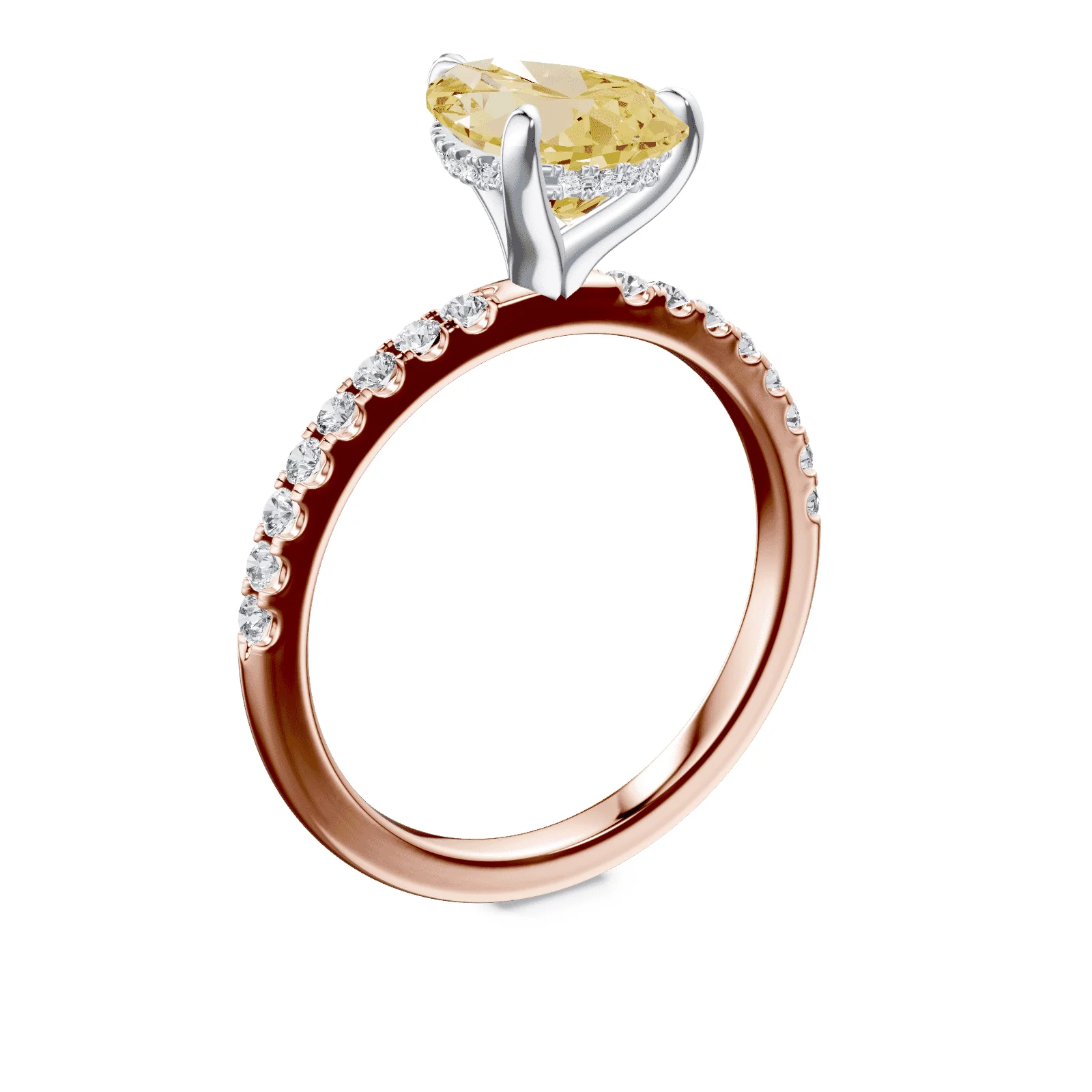 Pear Cut Yellow Diamond Pave Ring - Image 2