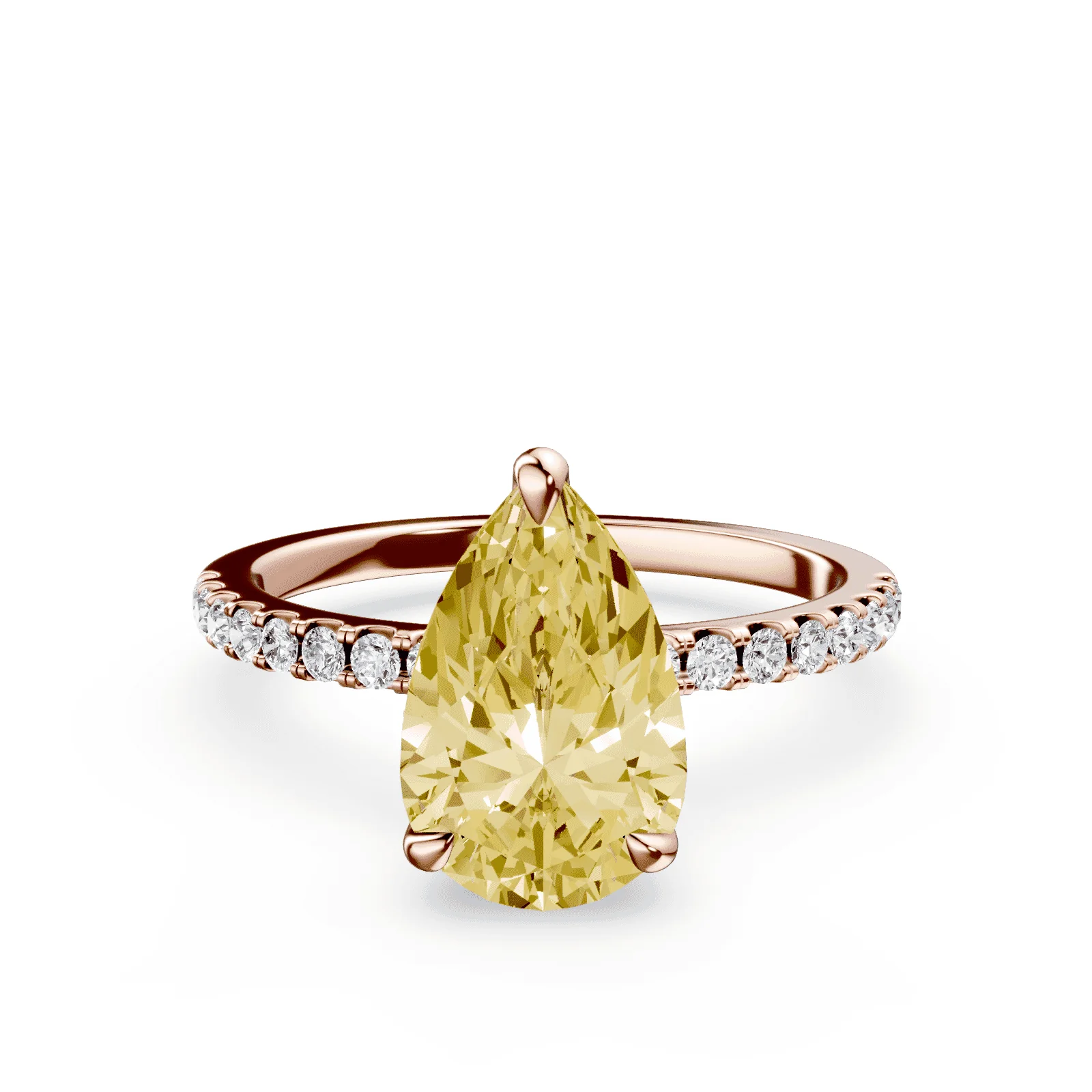 Pear Cut Yellow Diamond Pave Ring